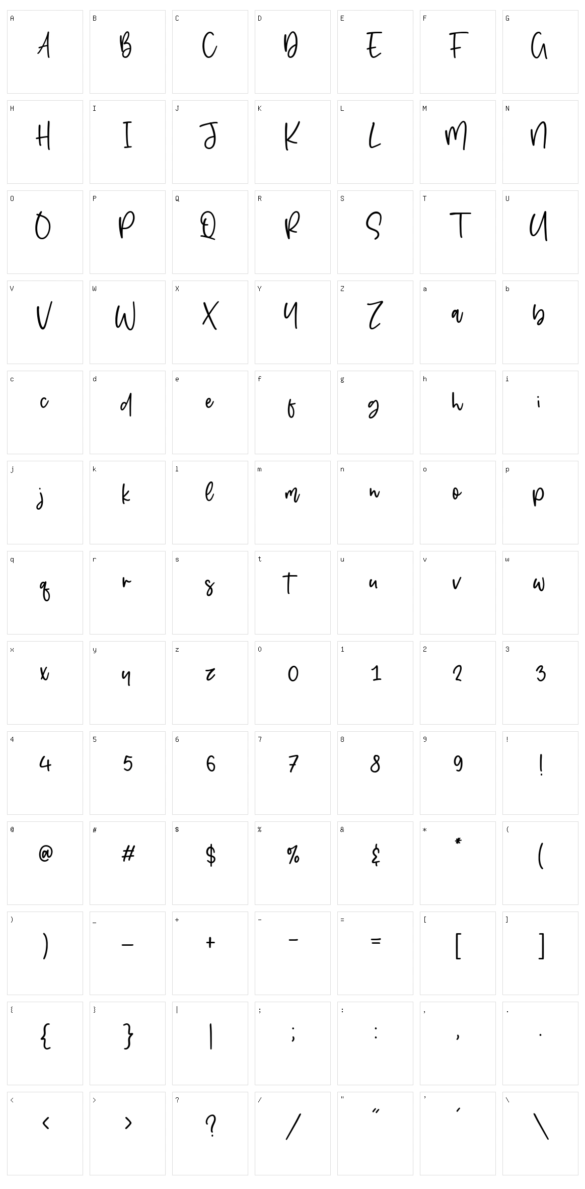 Starbeamer Character Set