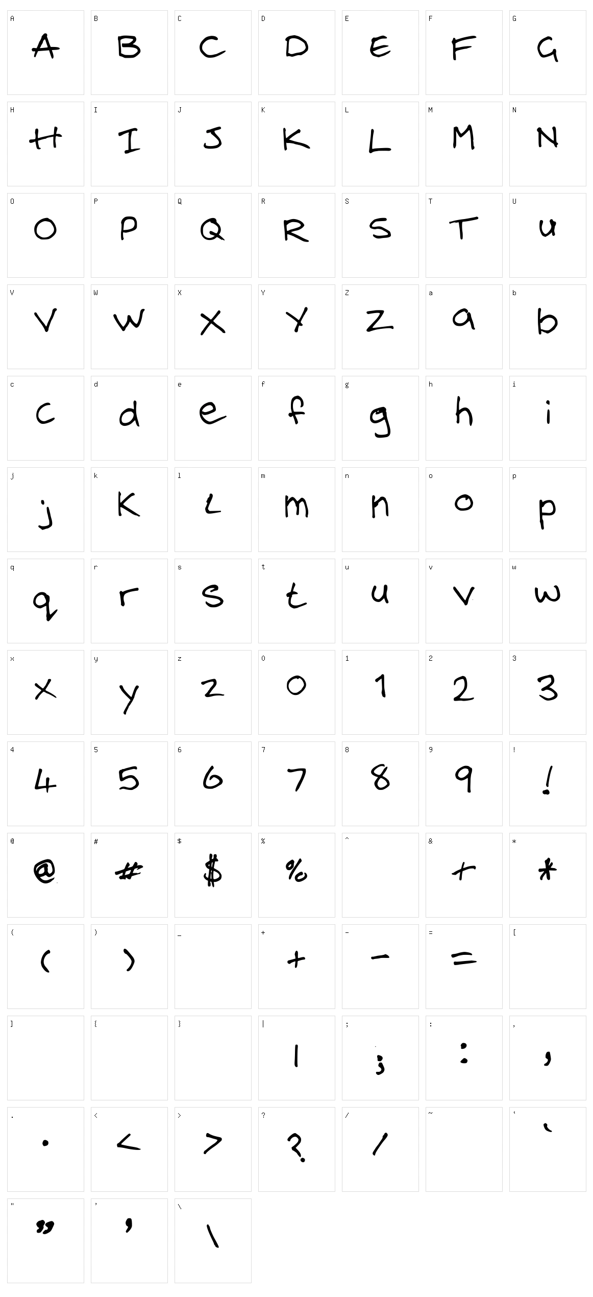 Steelgohsts Handwriting Character Set