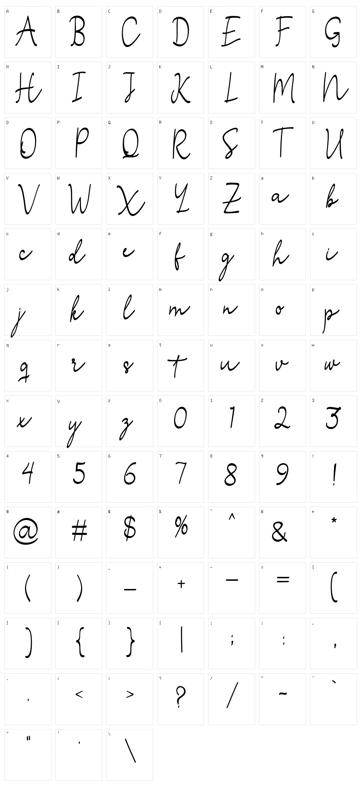 Stefian Script Character Set