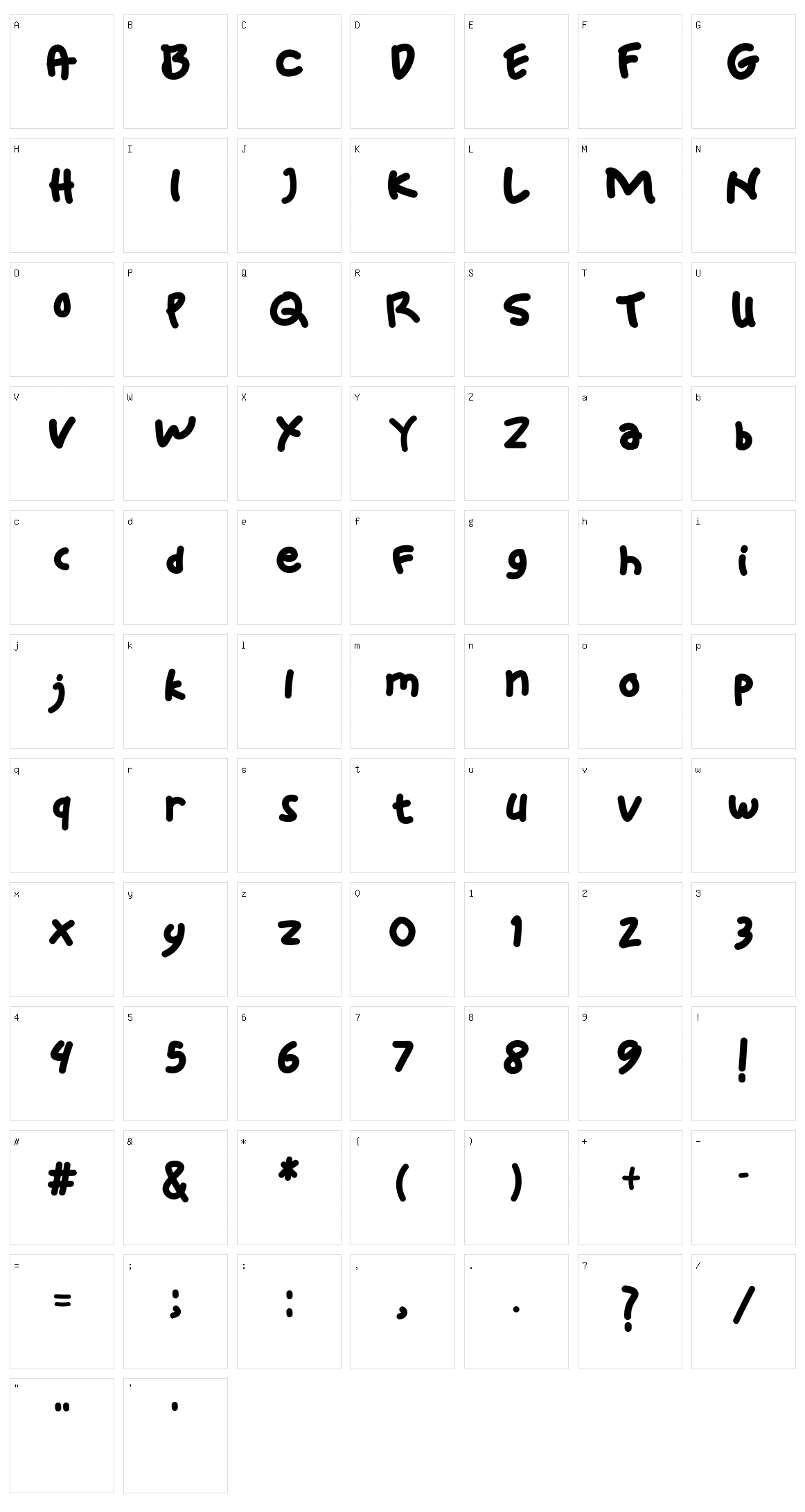 Sticky Bold Character Set