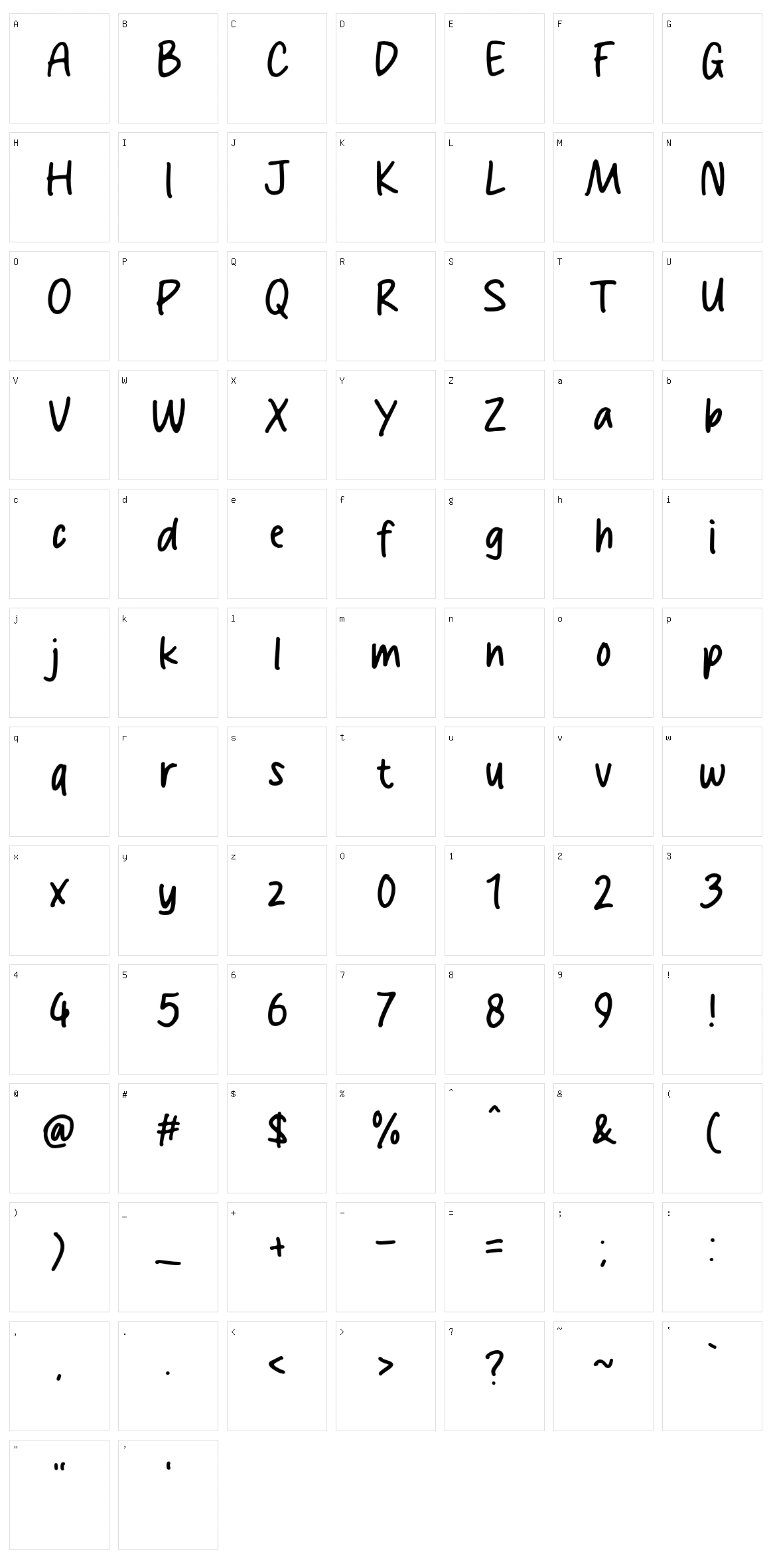 Sticky Memo Character Set