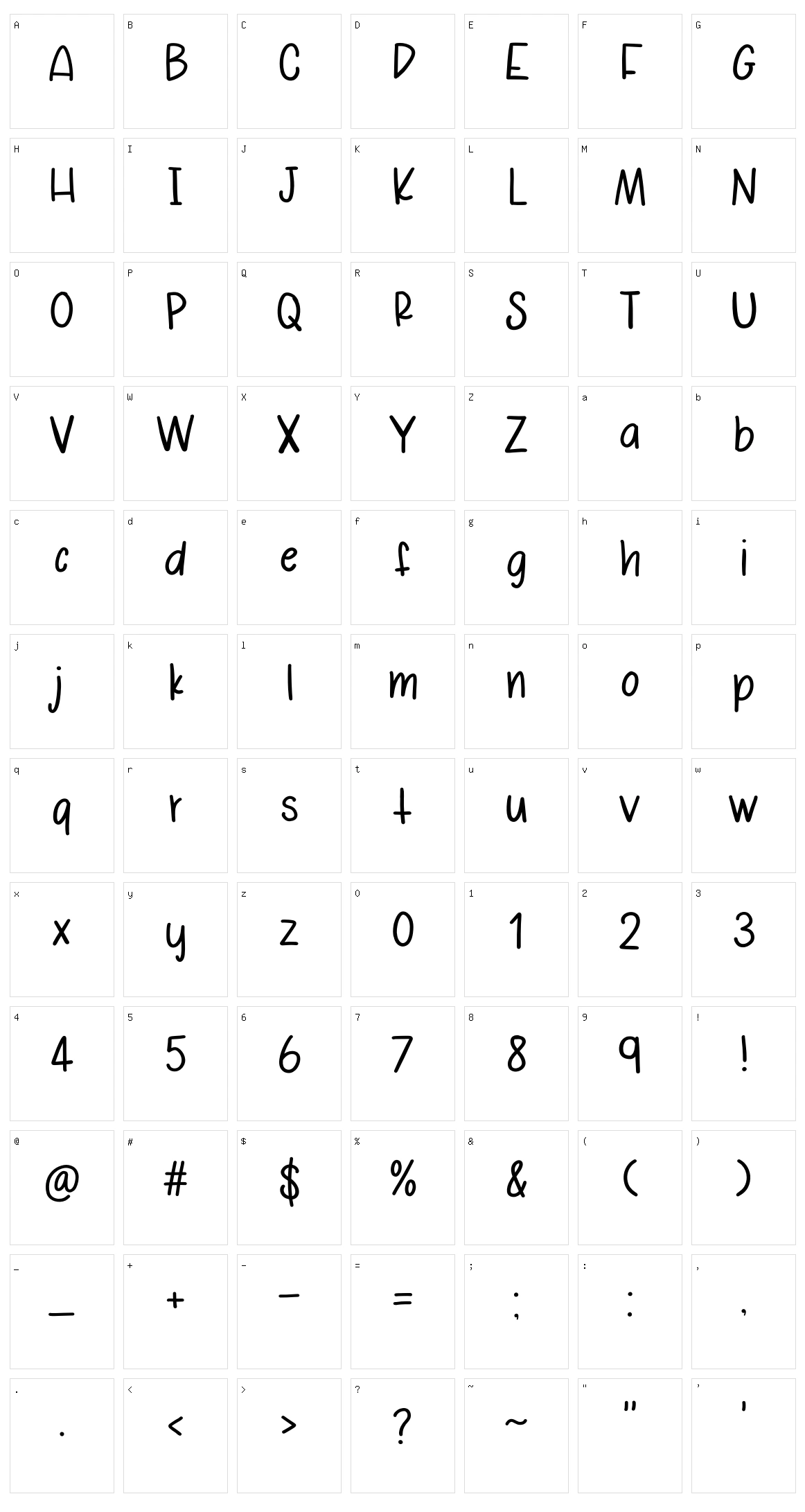 Straight Forward Character Set