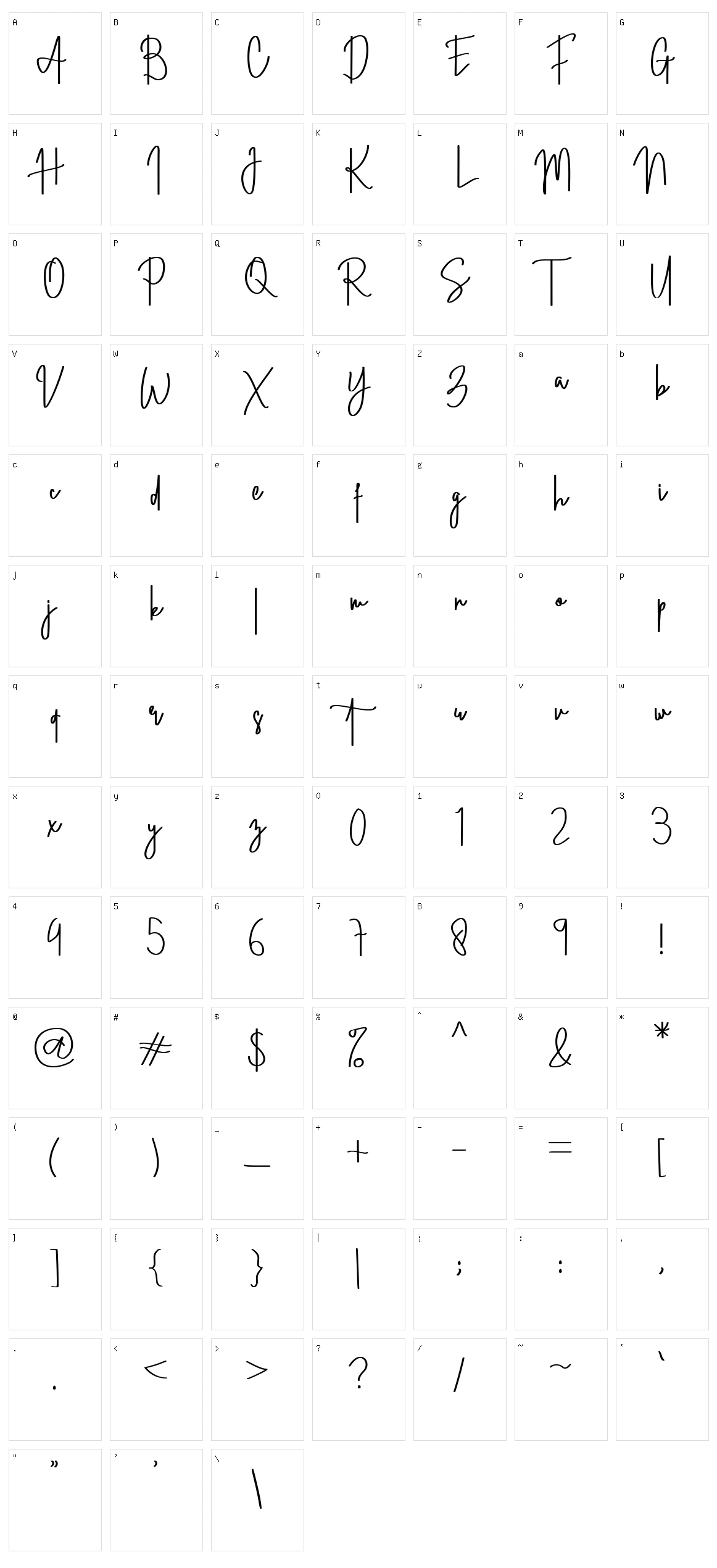 Straight Signature Character Set