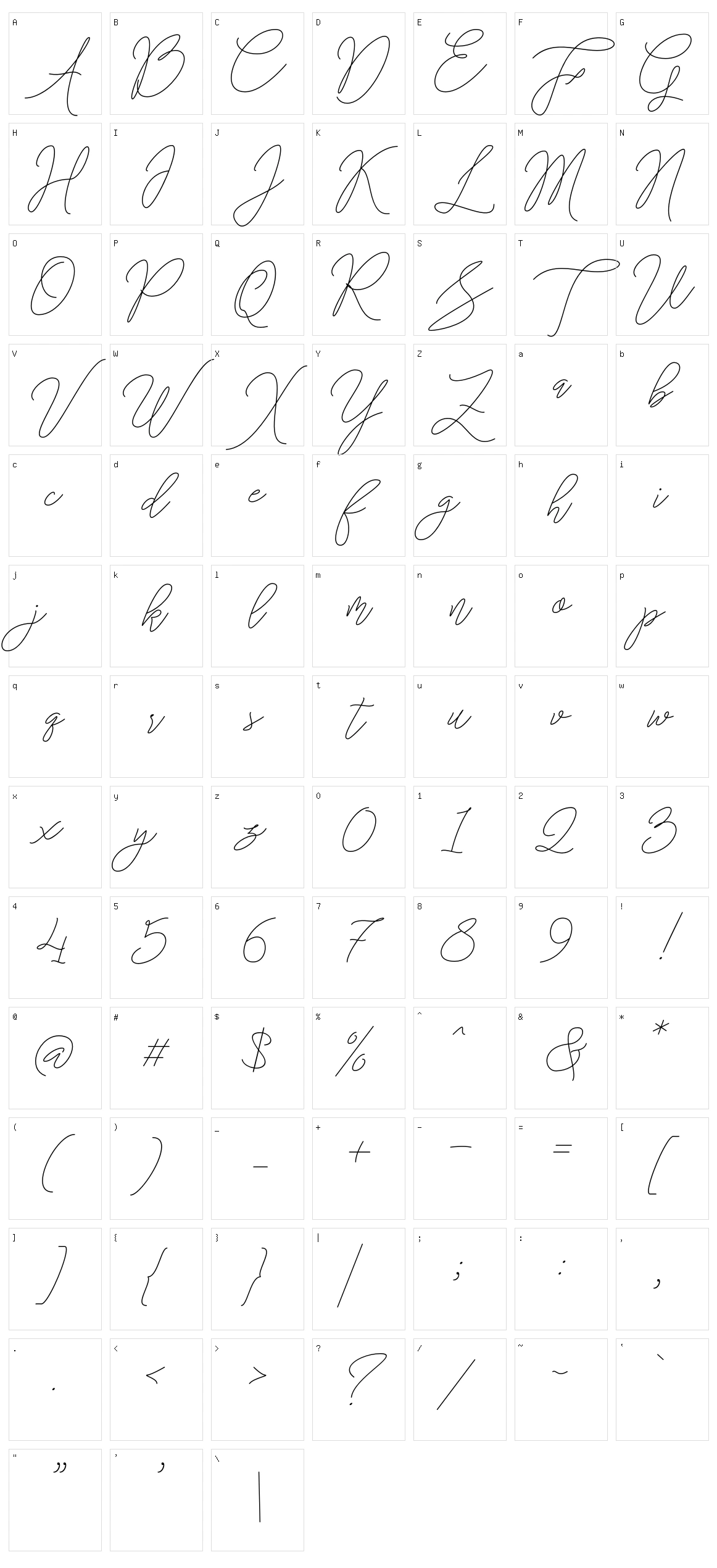 Stringlight Character Set