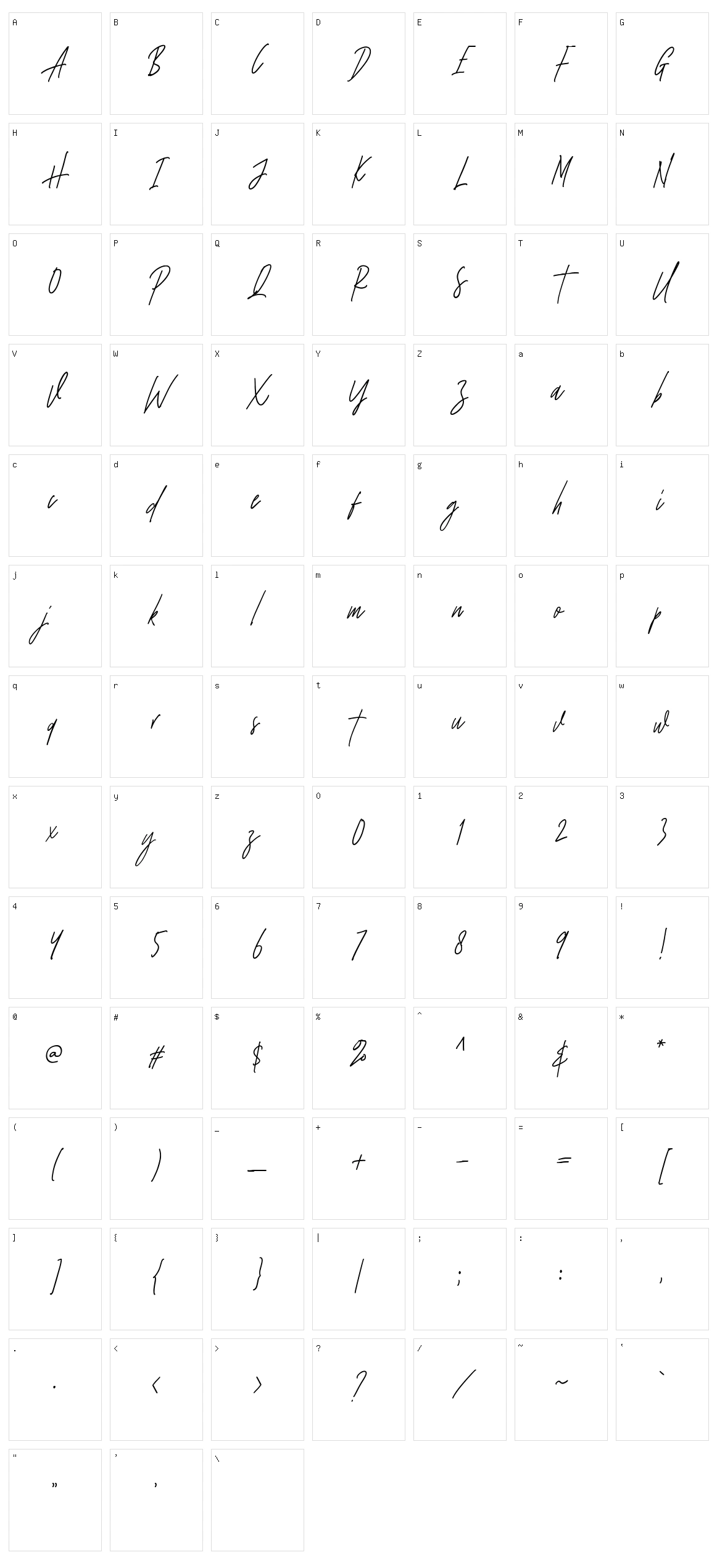 Strong Heart Script Character Set