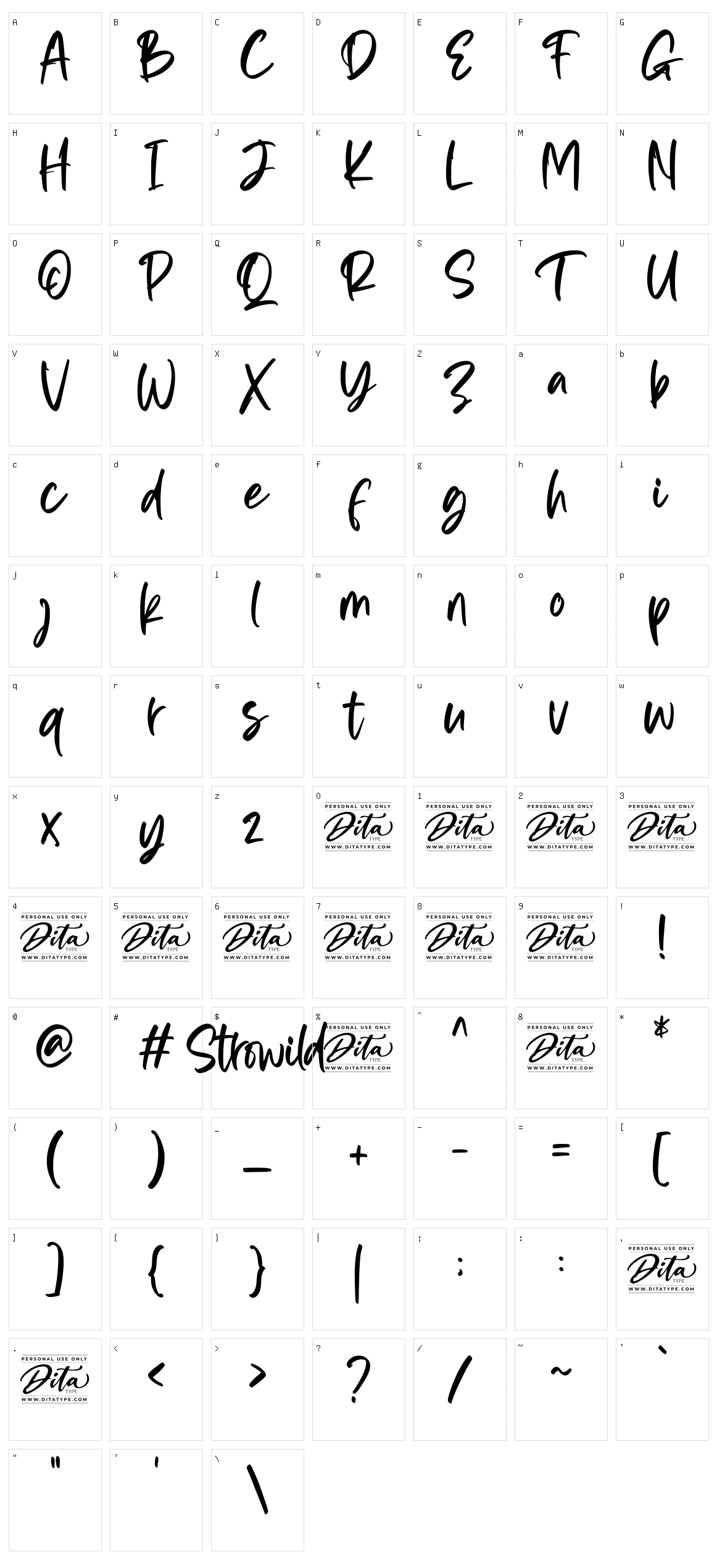 Strowild Character Set