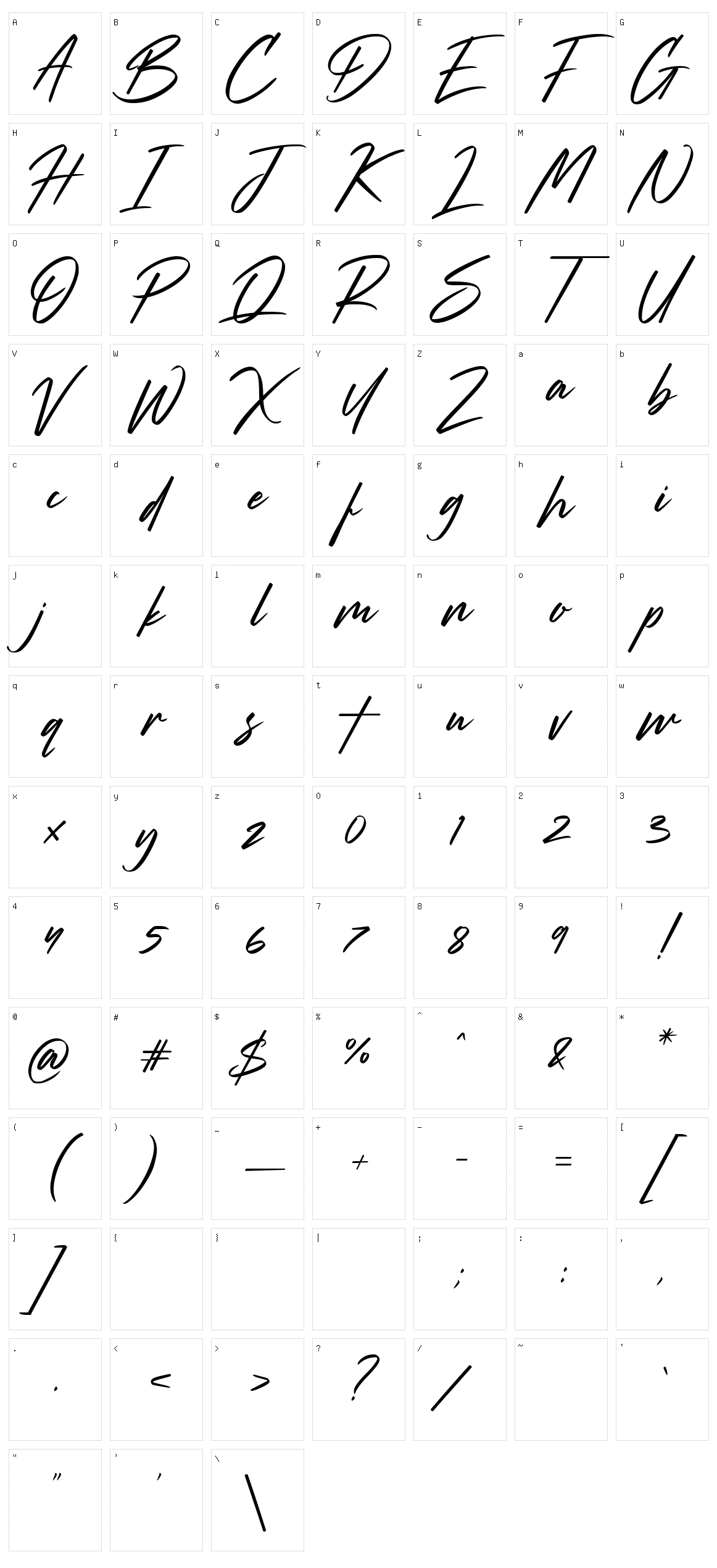 Strude Character Set