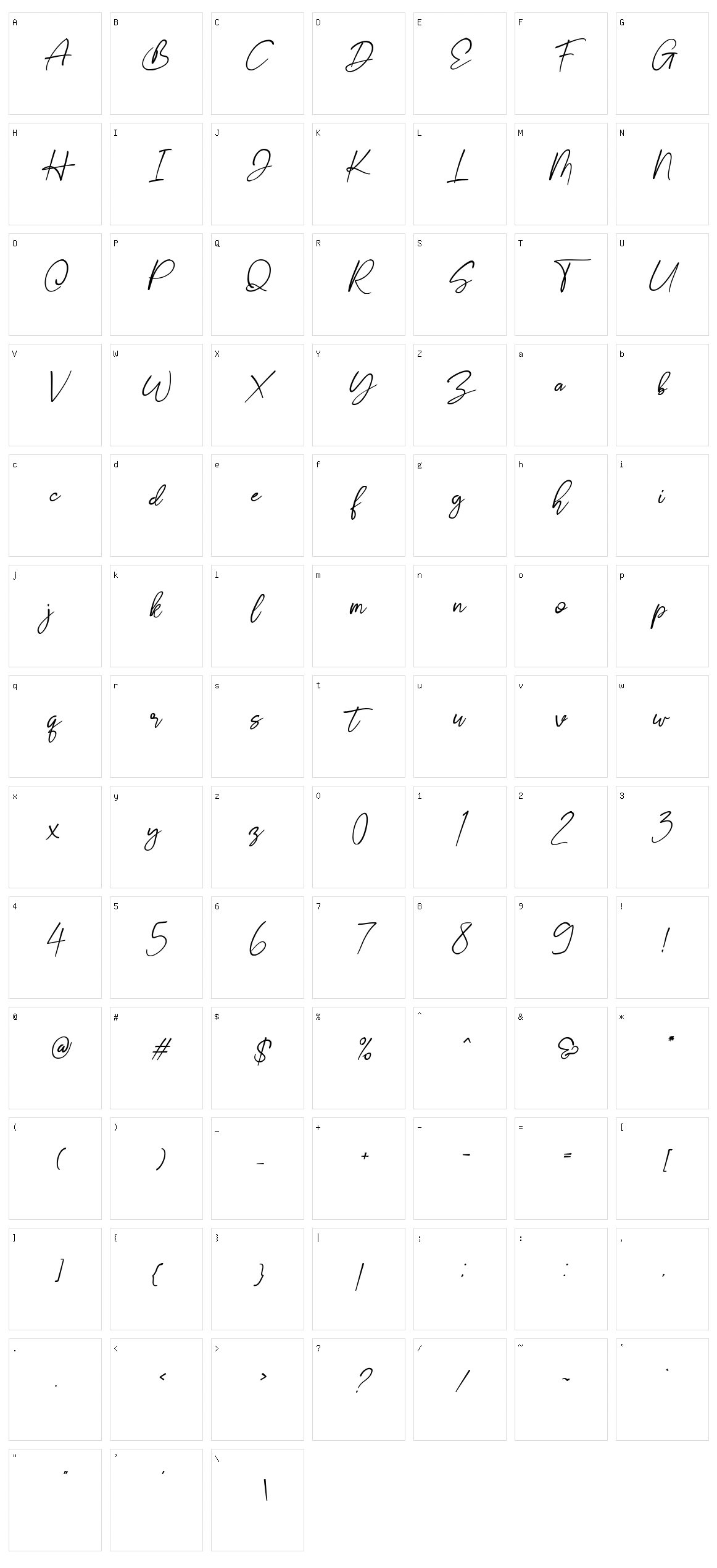 Stthomas Script Character Set