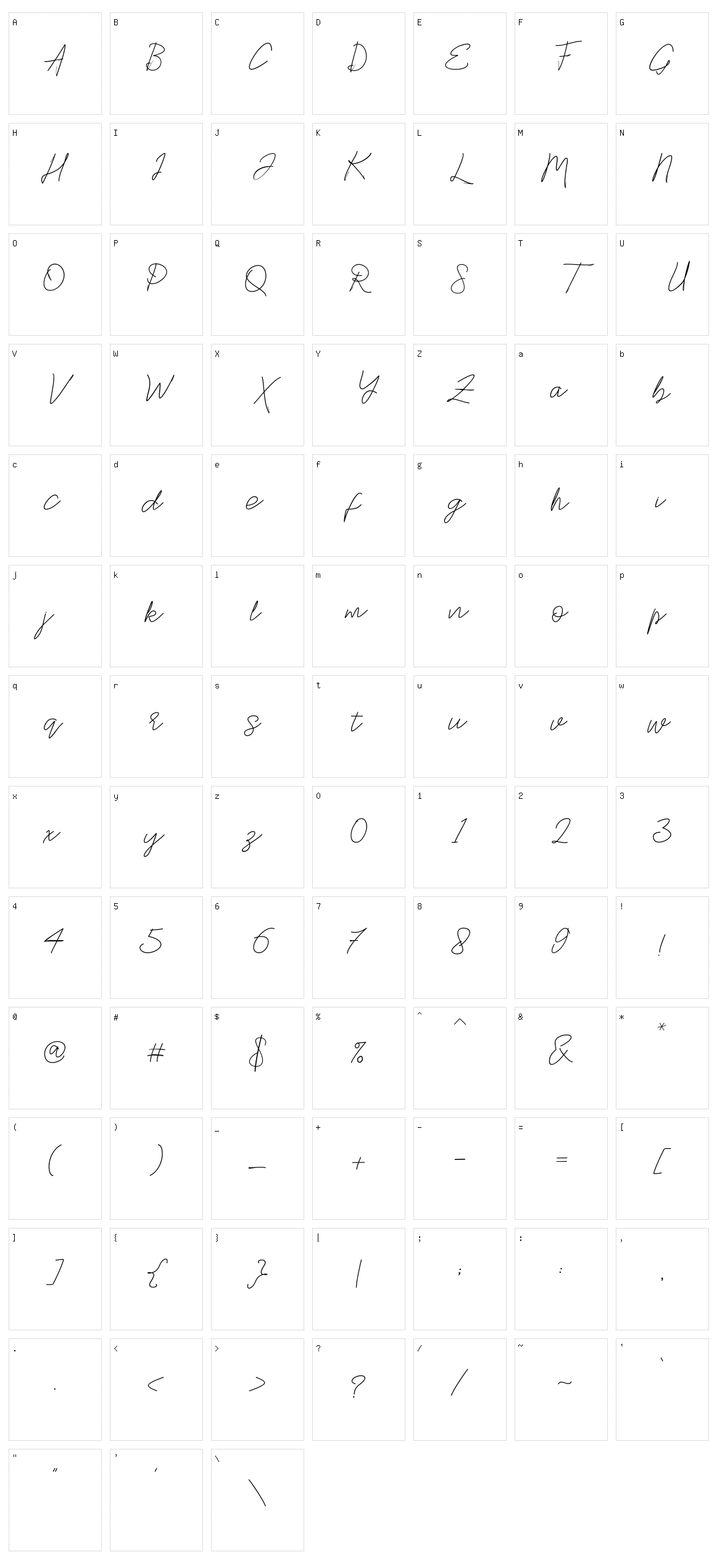 Stylish Script Character Set