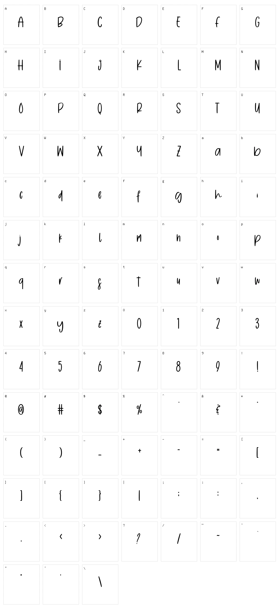 Sugar Booger Character Set