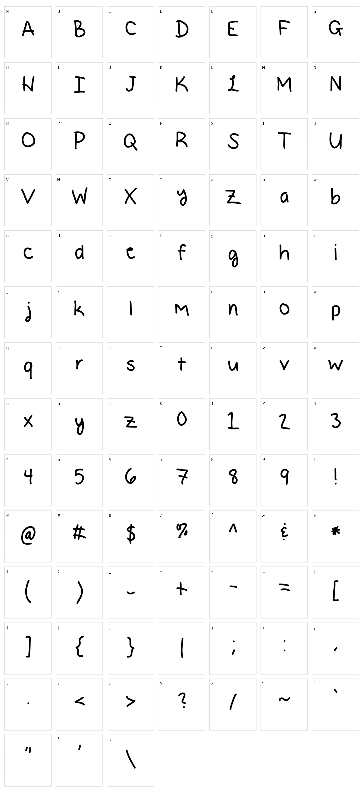 Sugar Lite Character Set