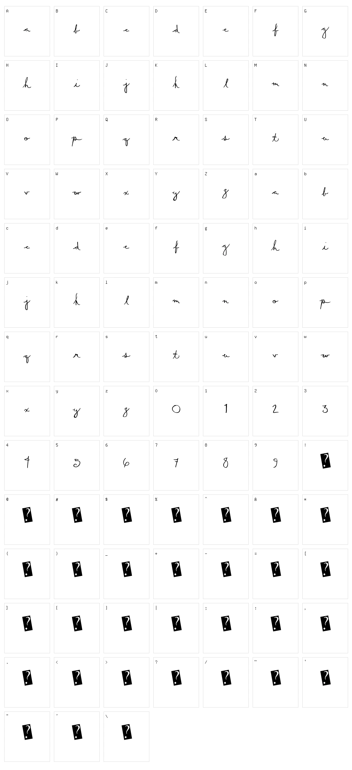 Summer Script Character Set