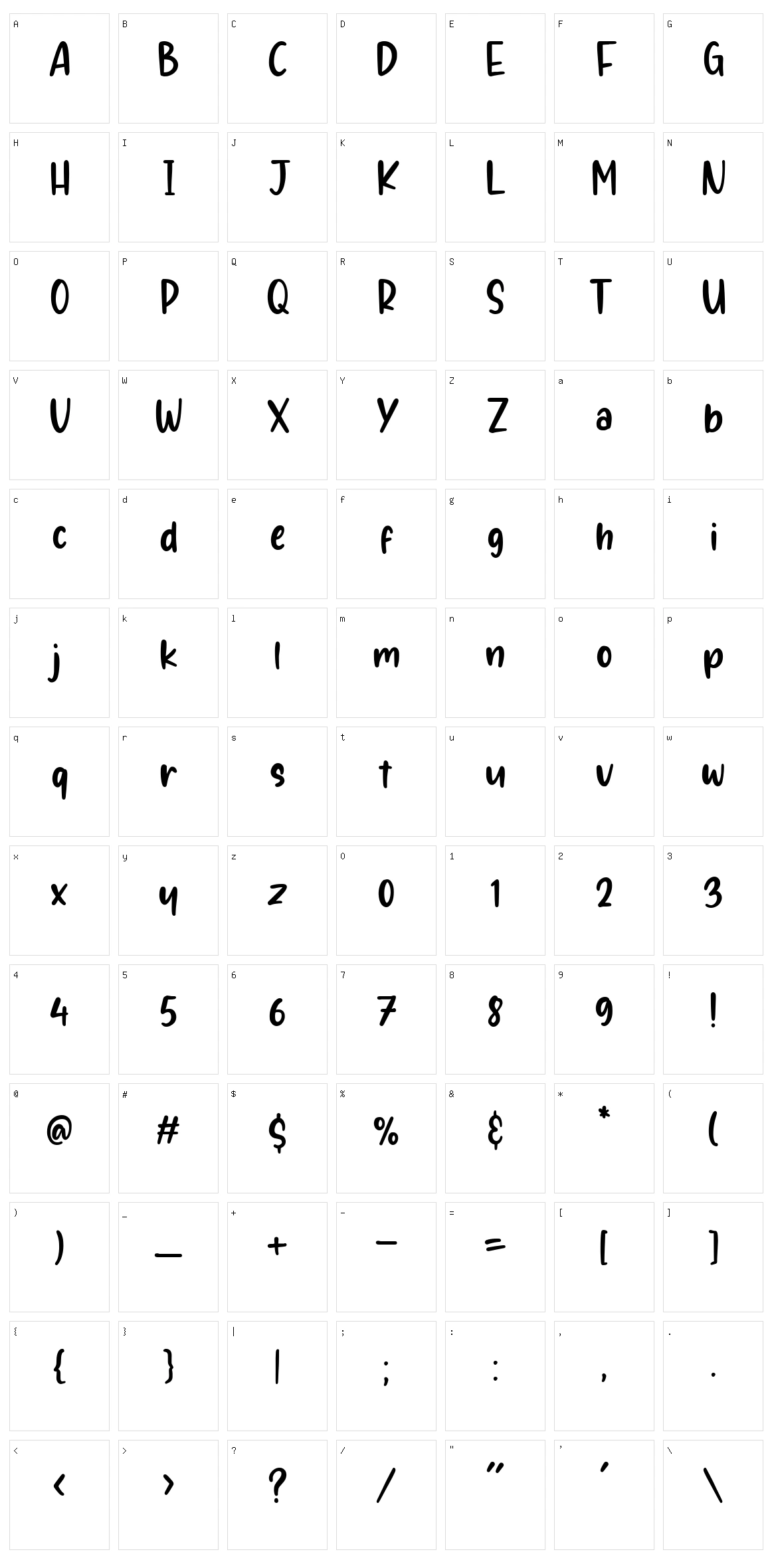 Sunglory Character Set