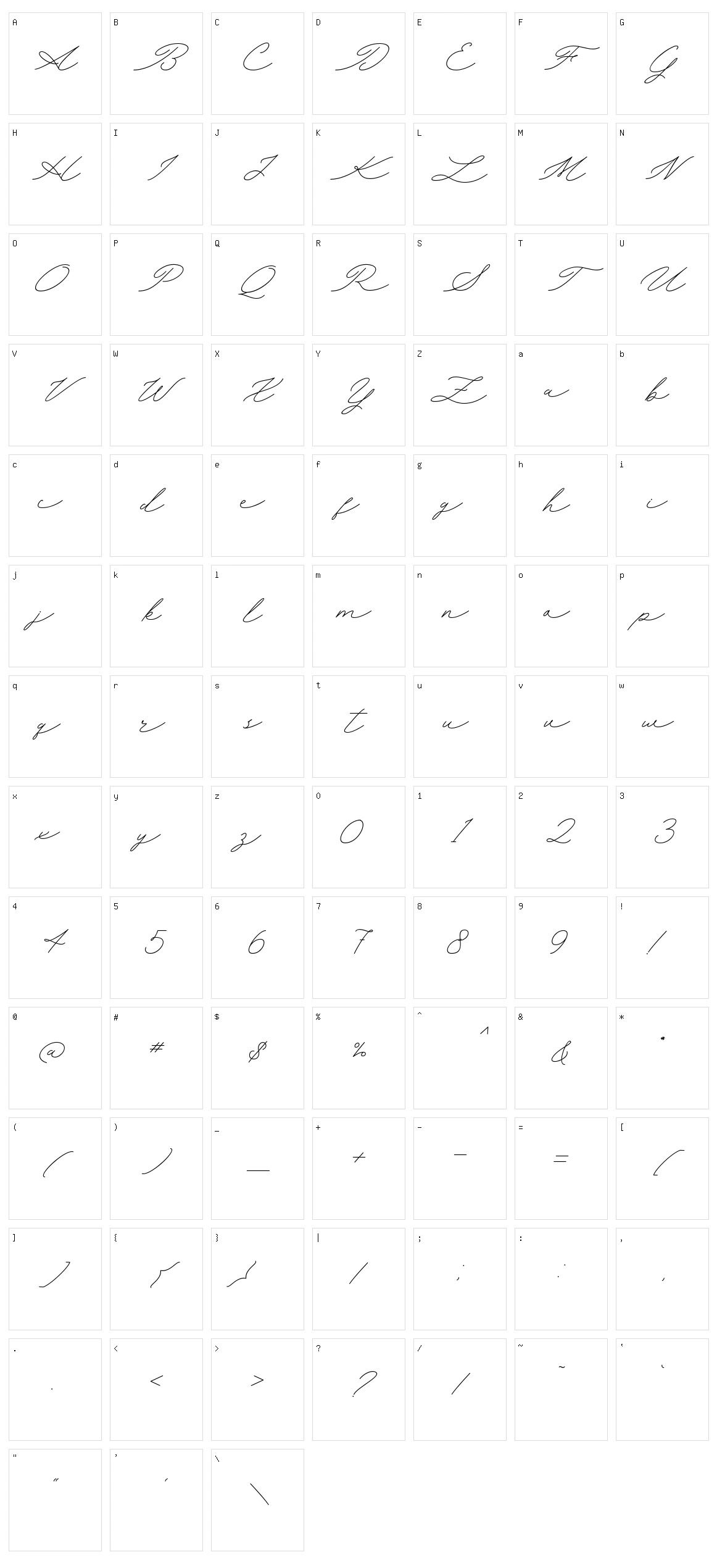 Sunnyletter Character Set