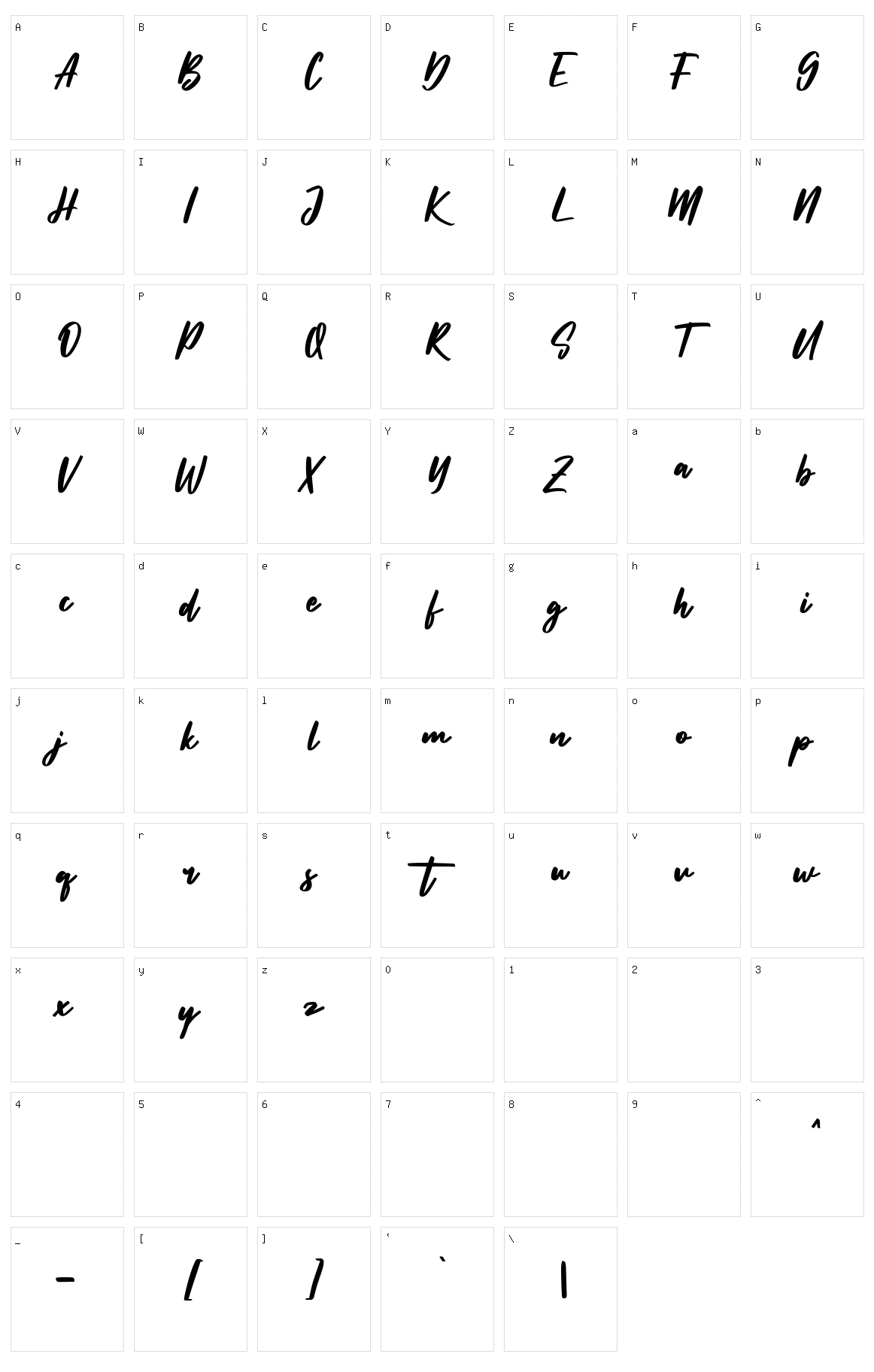 Sunsetstill Character Set
