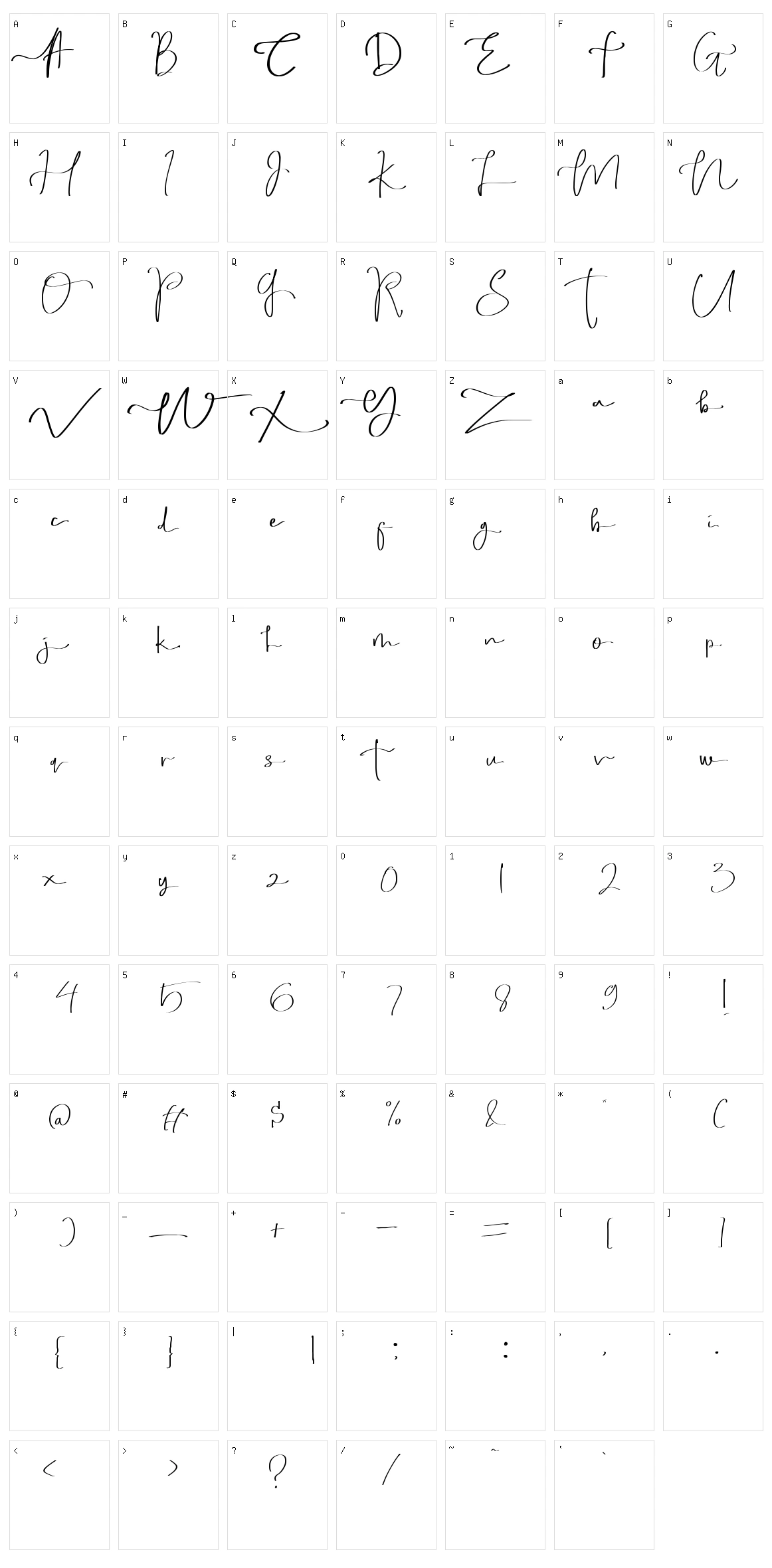 Sweet Poems Character Set