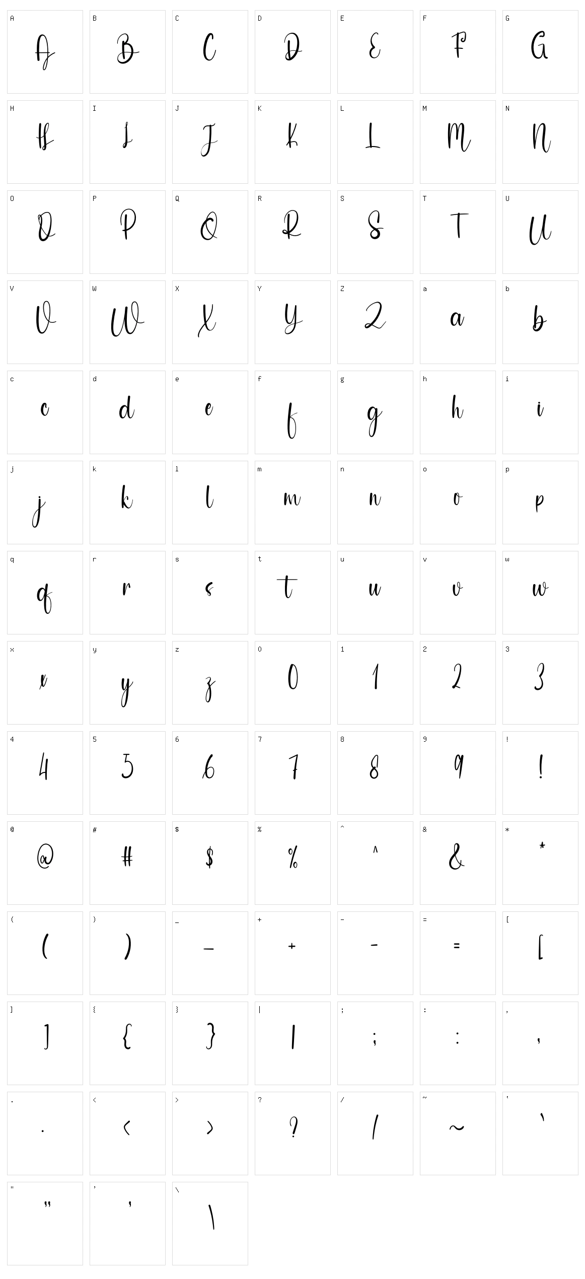 Sweet Signature Character Set