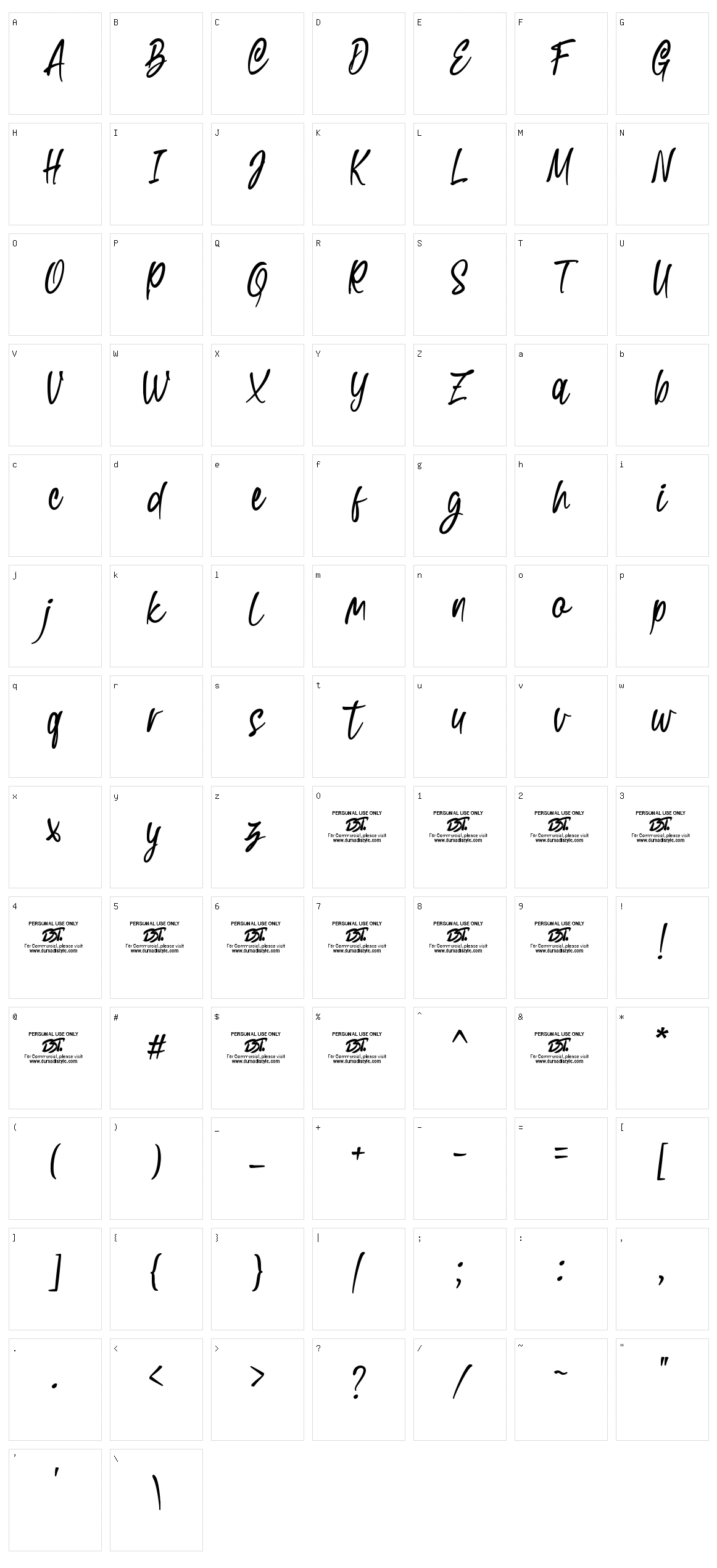 Swishine Character Set