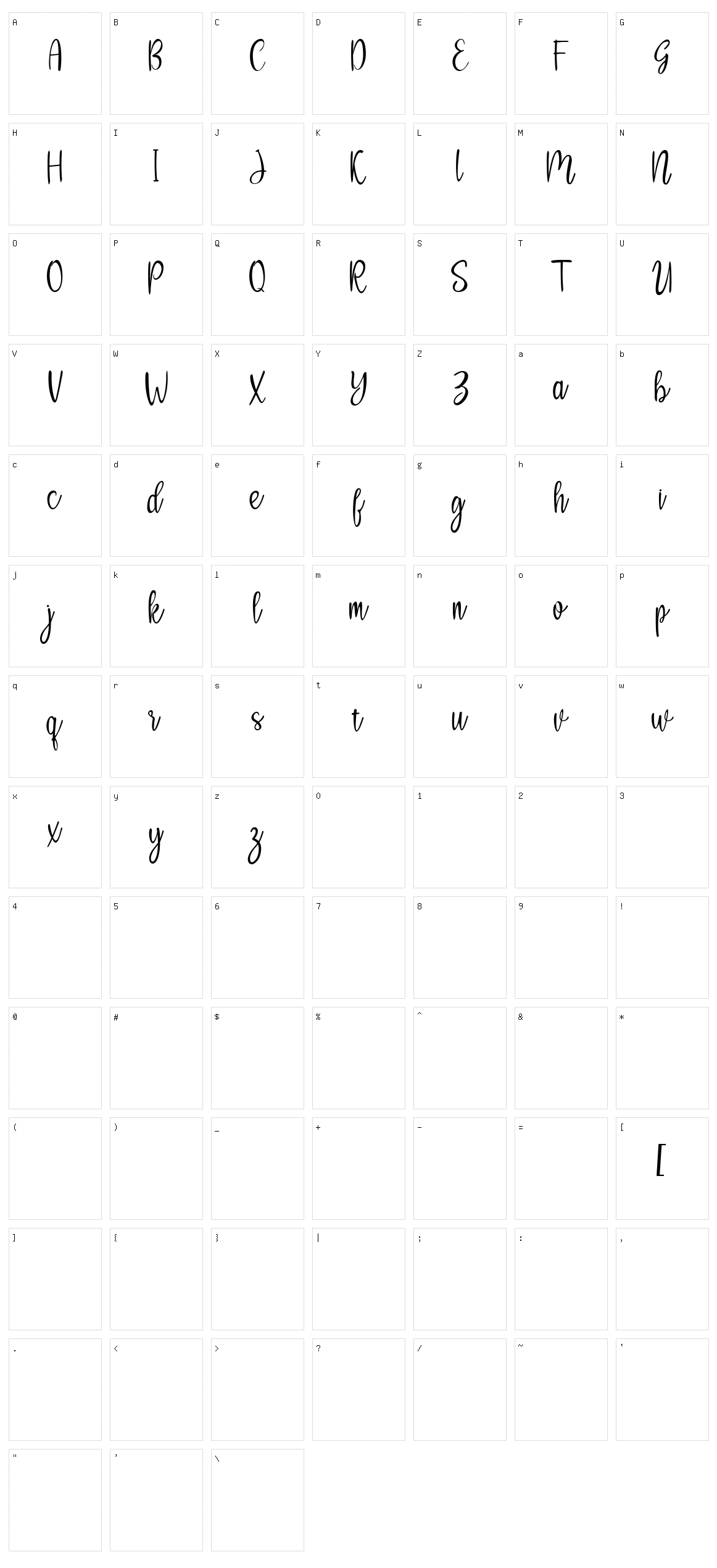 Syakaila Script Character Set