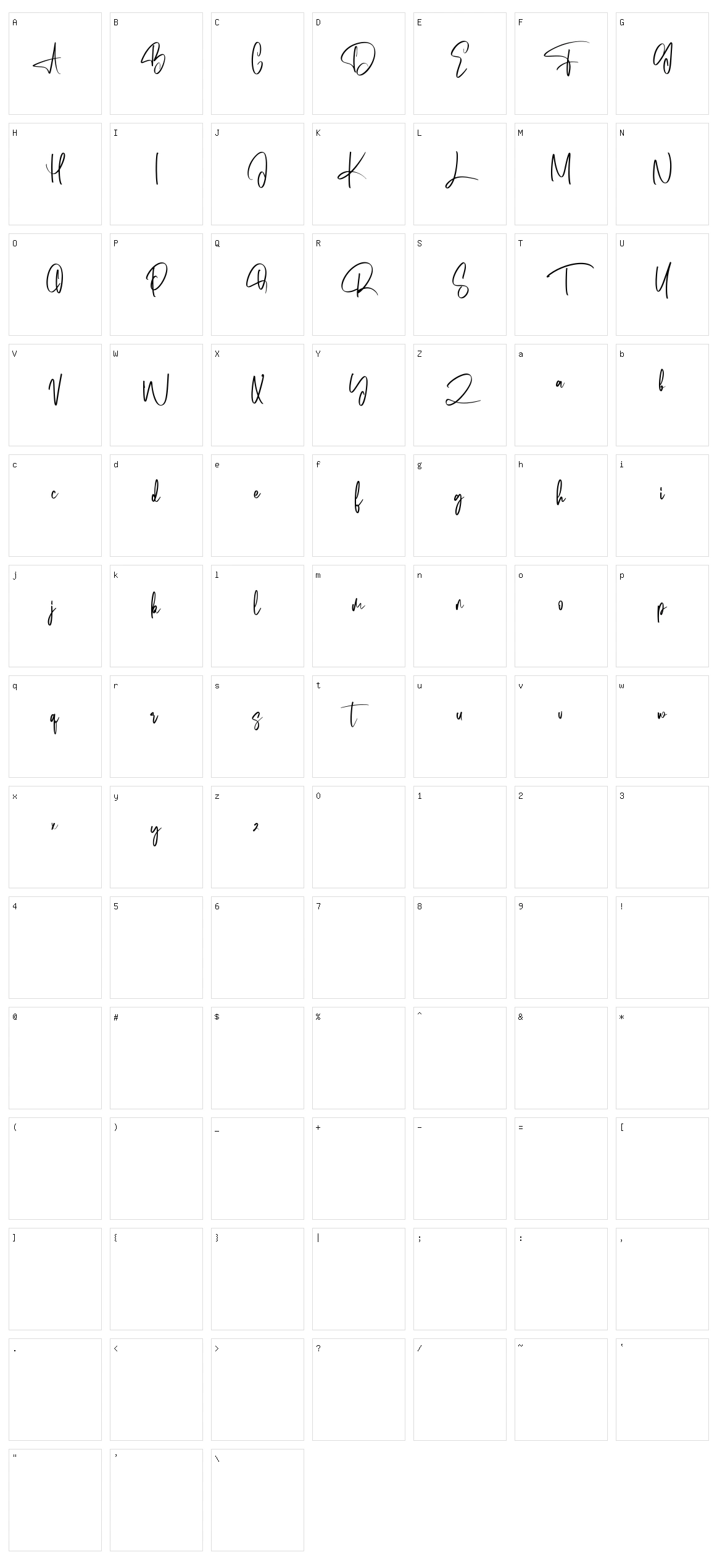 Symptonics Character Set