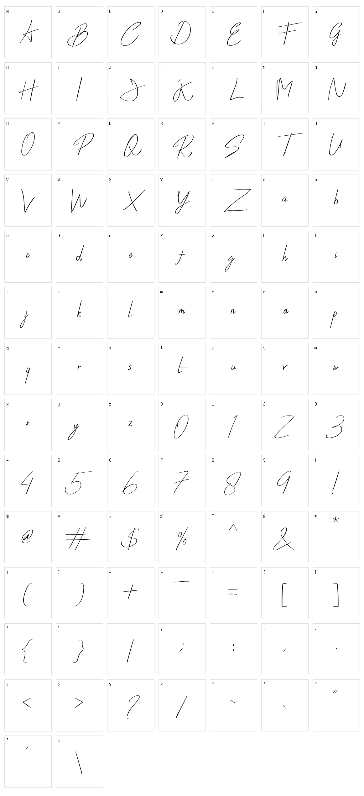 Synthia Character Set