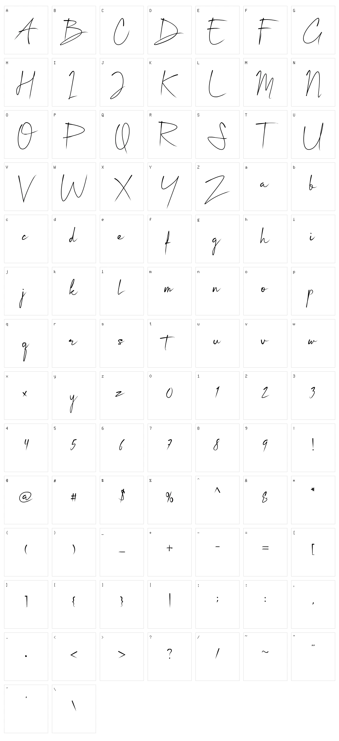 Tabina Character Set