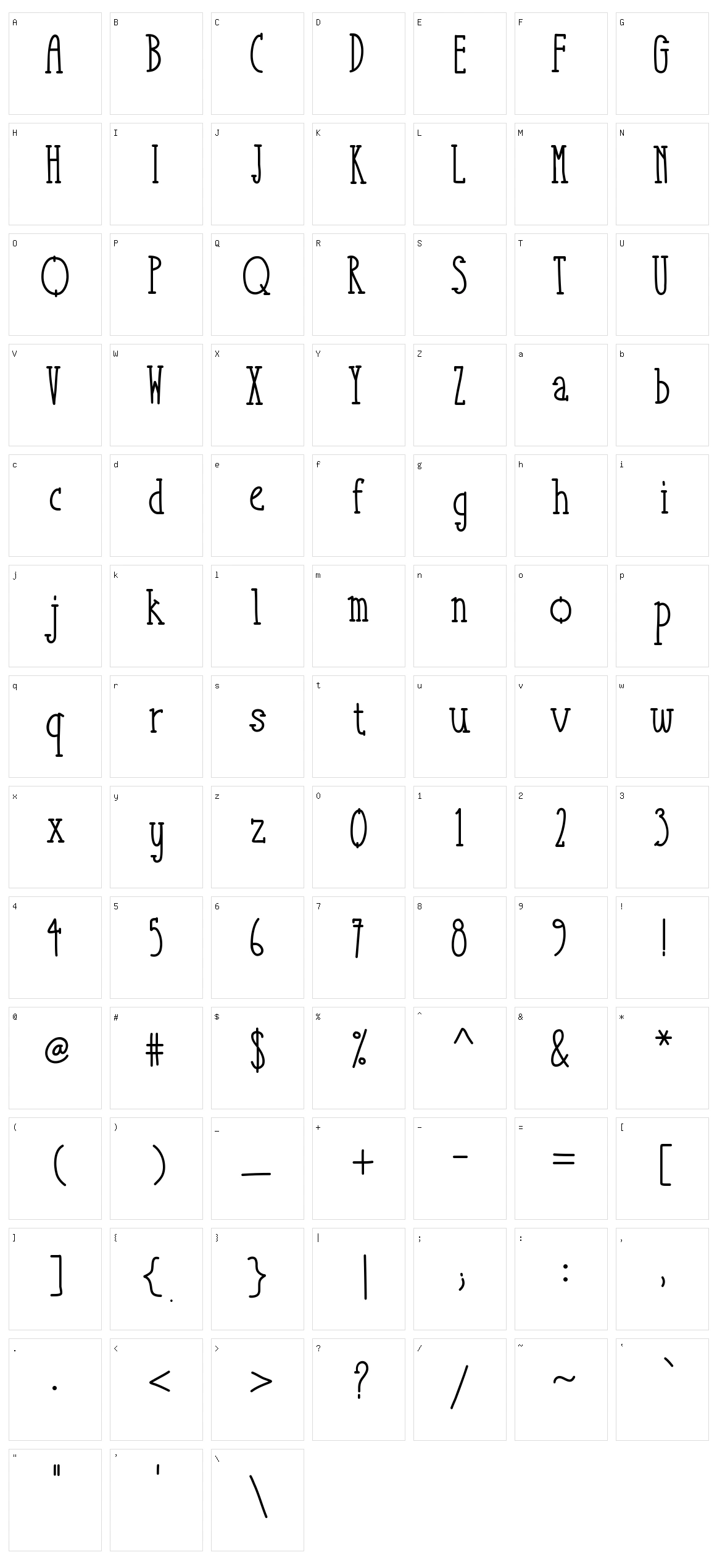 Take It Or Leave It Serif Character Set