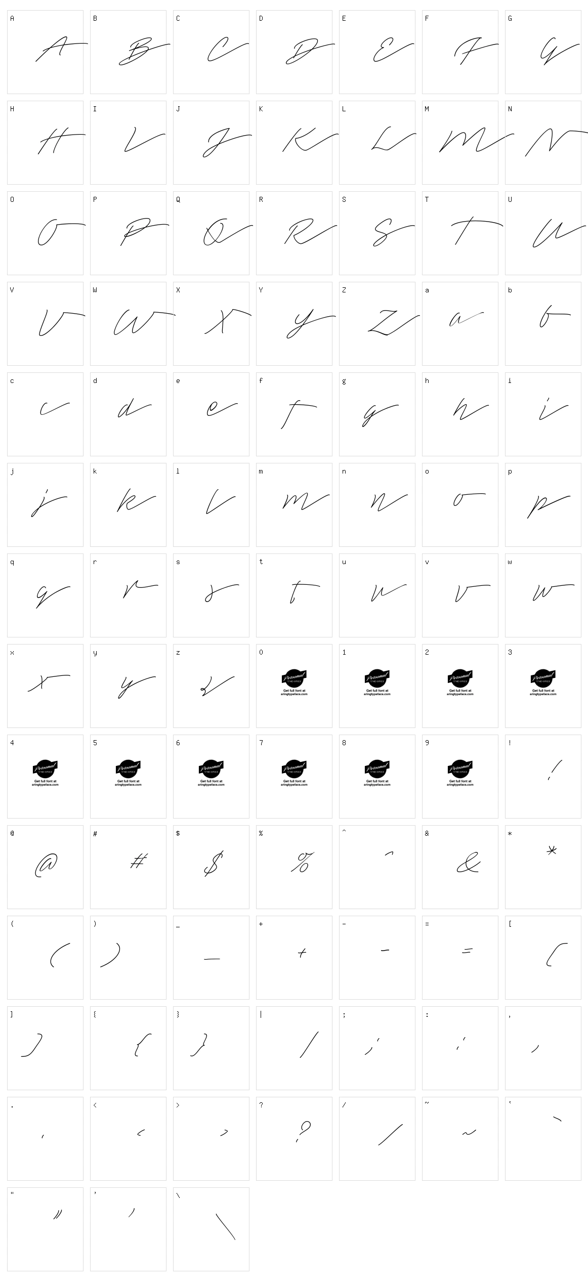 Tamoro Script Character Set