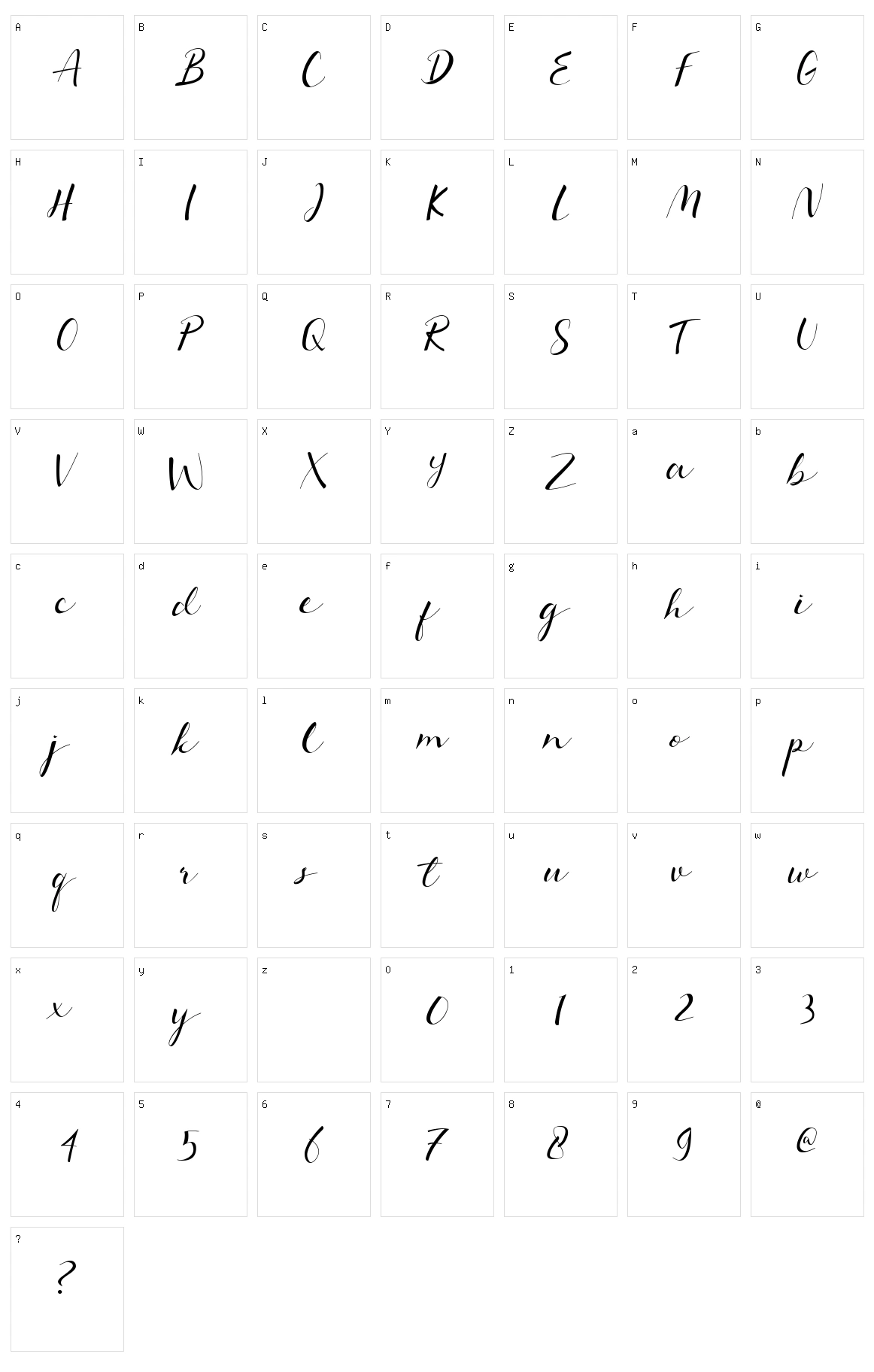 Taniya Script Character Set