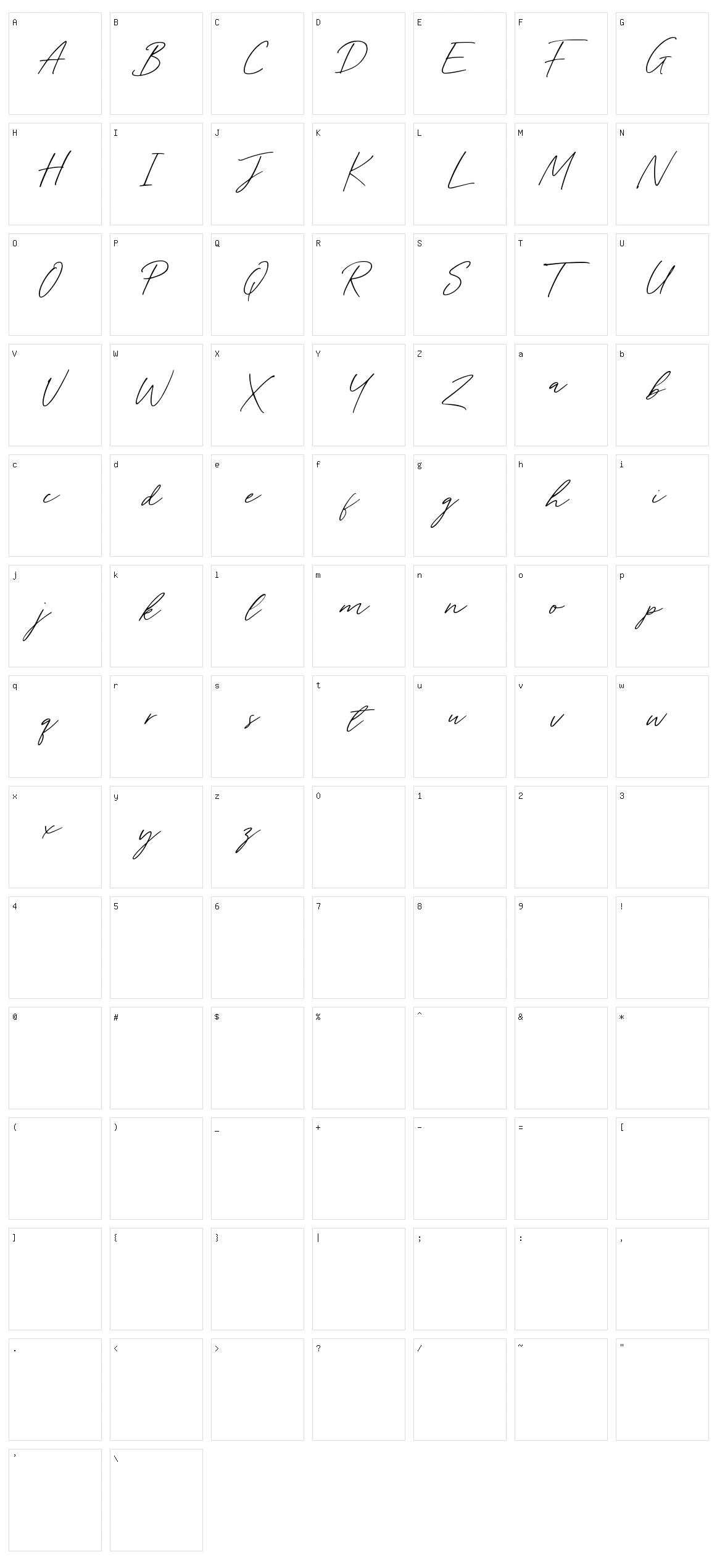 Tantinotes Character Set