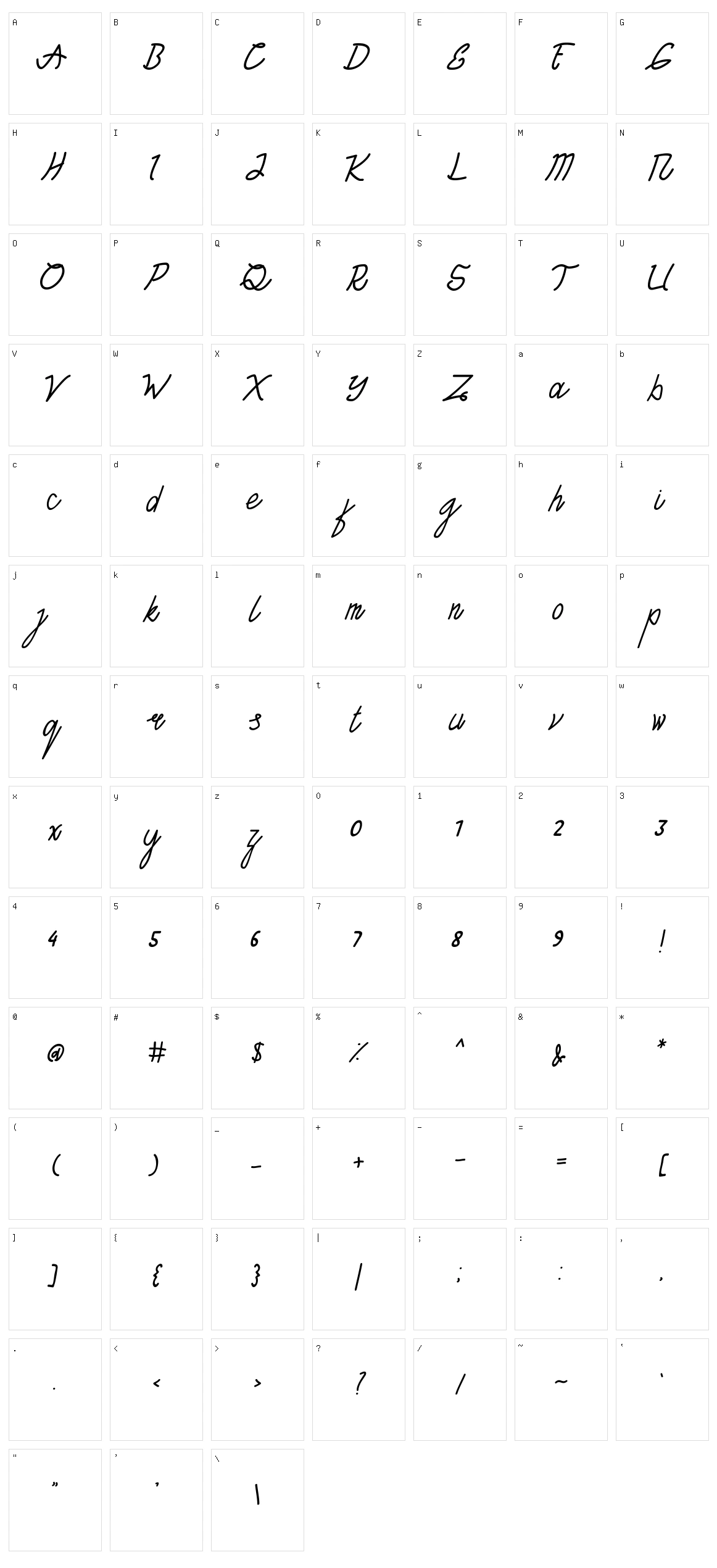 Tantra Script Character Set
