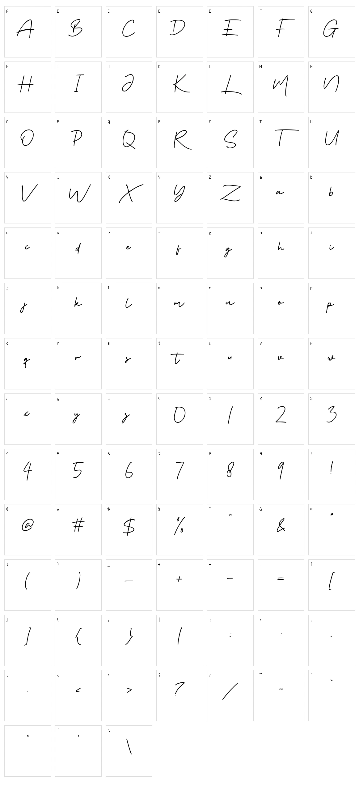 Tanya Hati Character Set