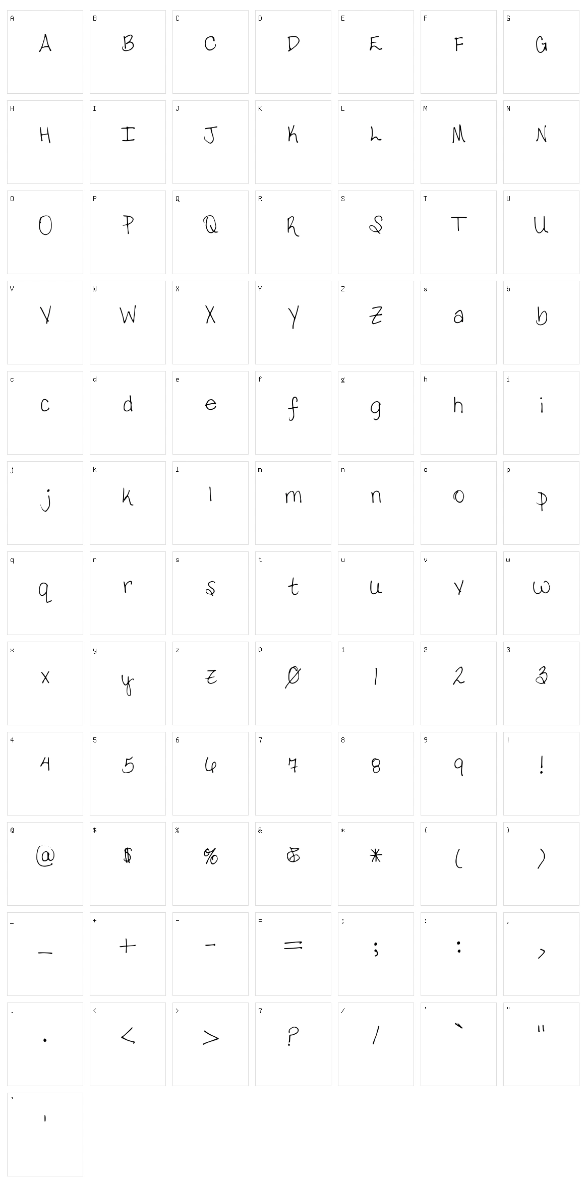 Tara's Handwriting Character Set