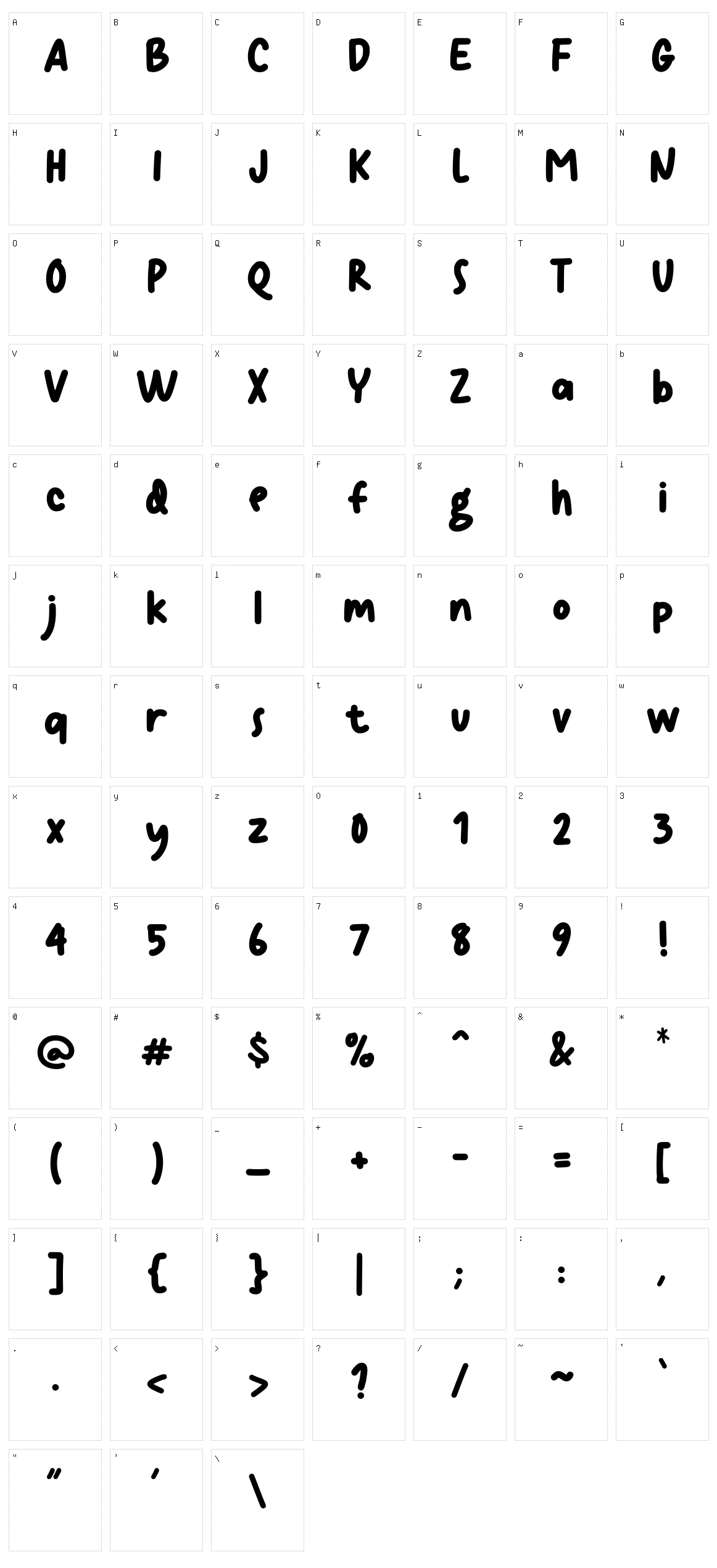 Terang Bulan Character Set