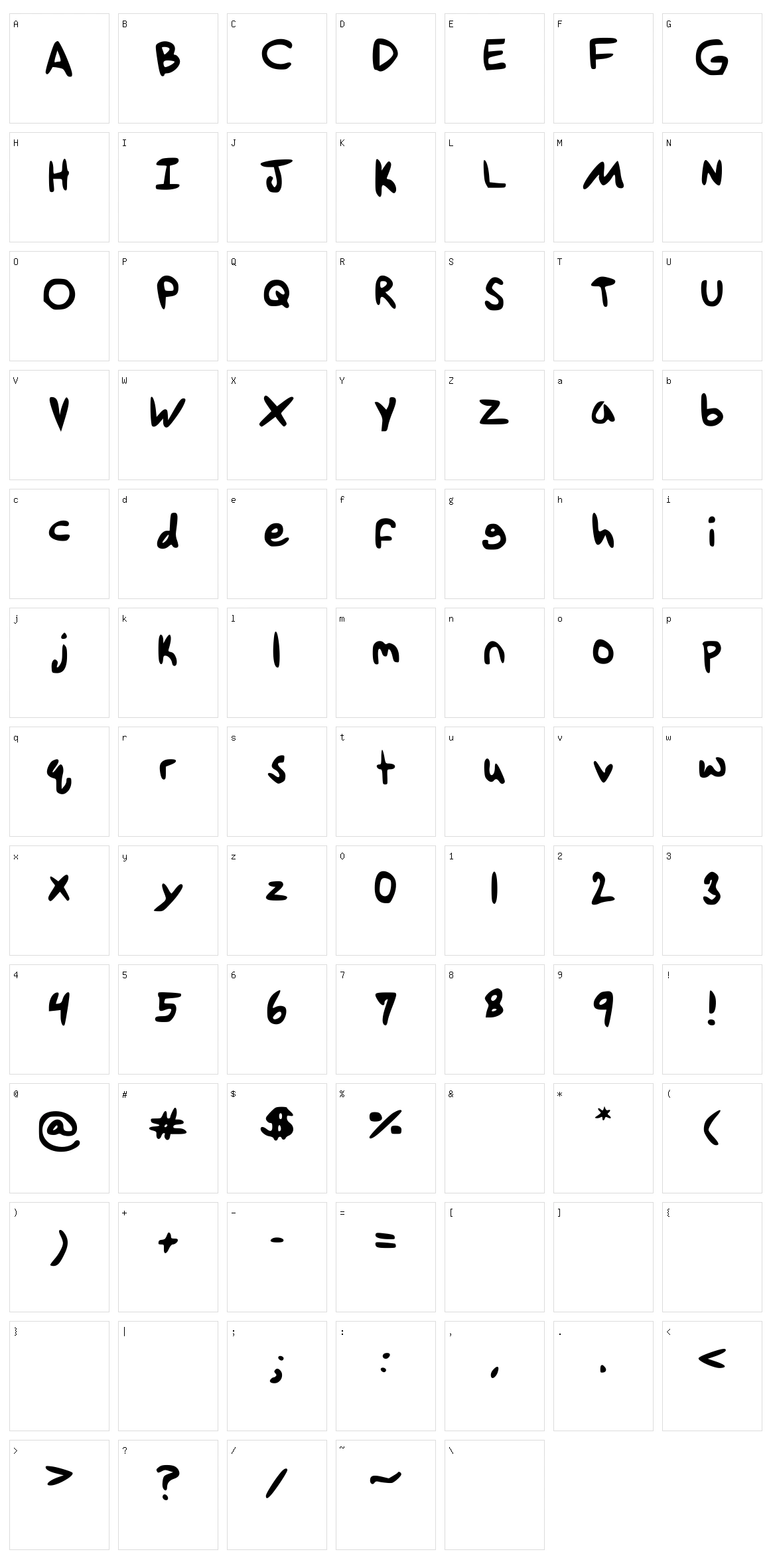 Tethanda Character Set