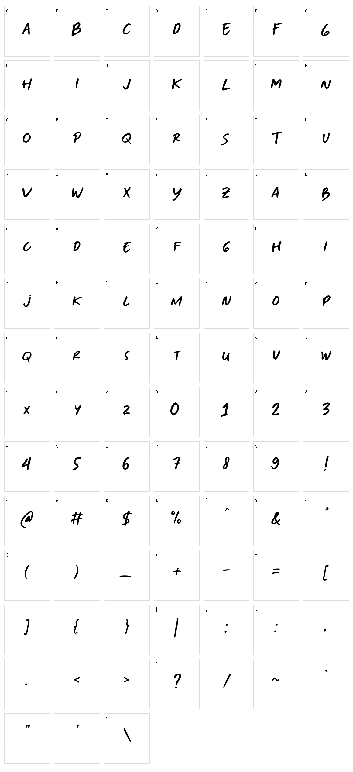 TF Handwriting Character Set