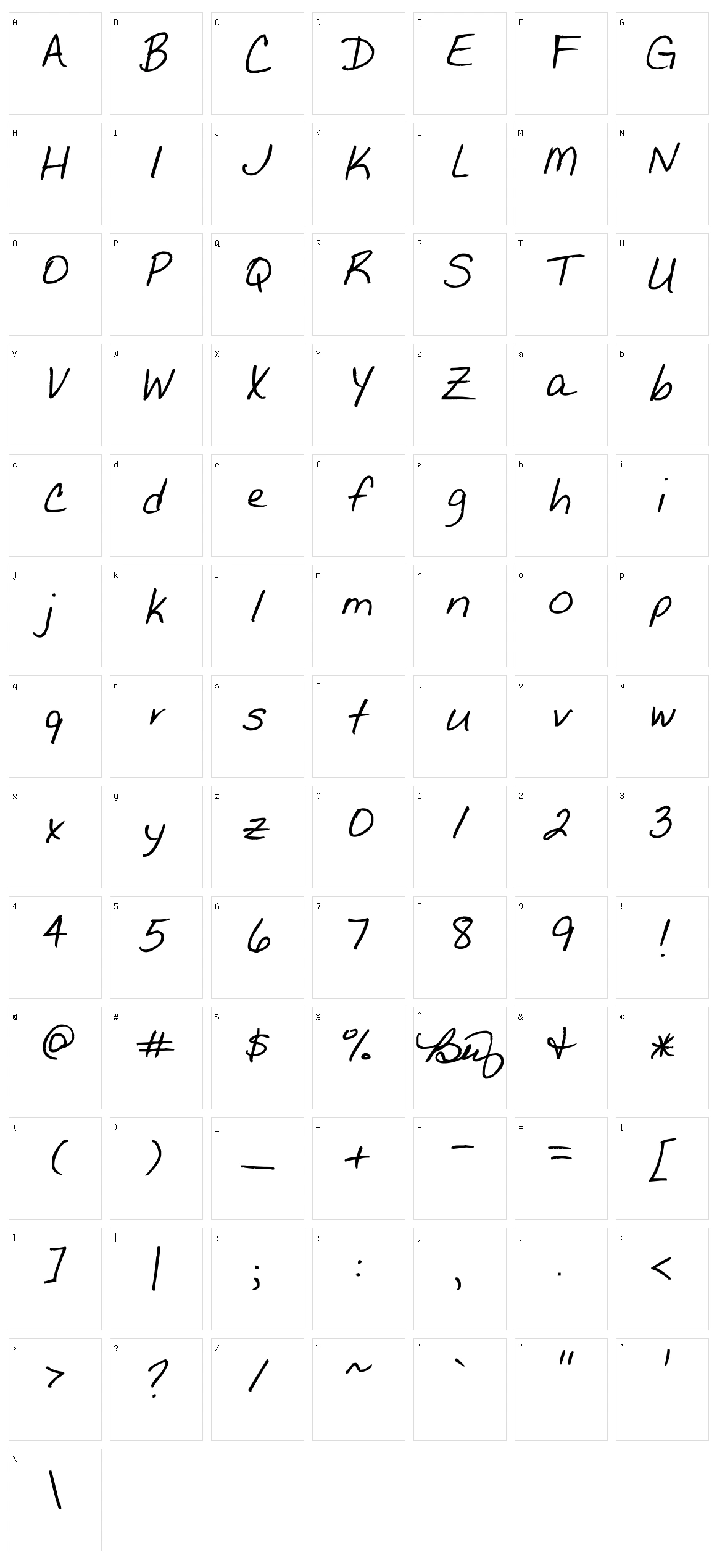 The Betty Font Character Set