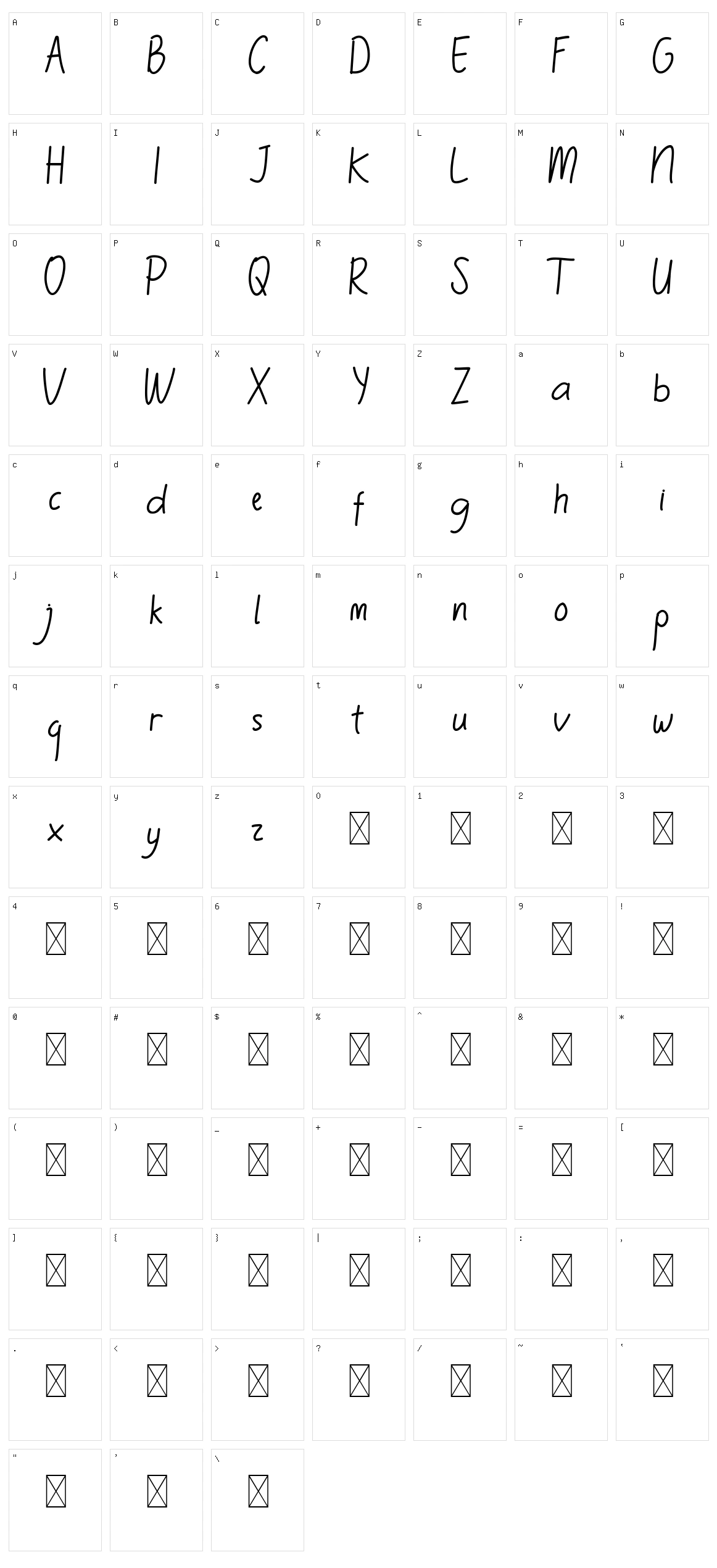 The Billie Monlly Sans Character Set