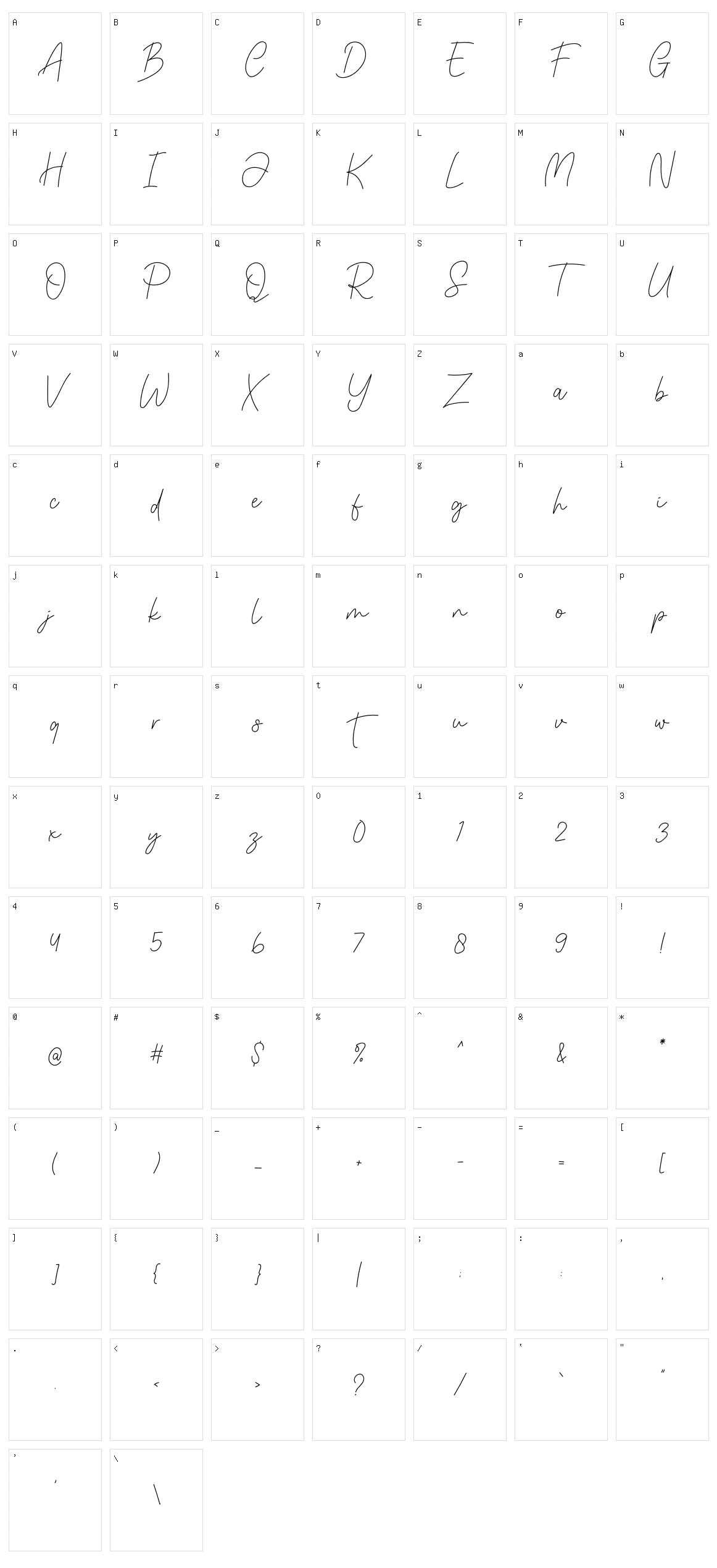 The Bingo Character Set