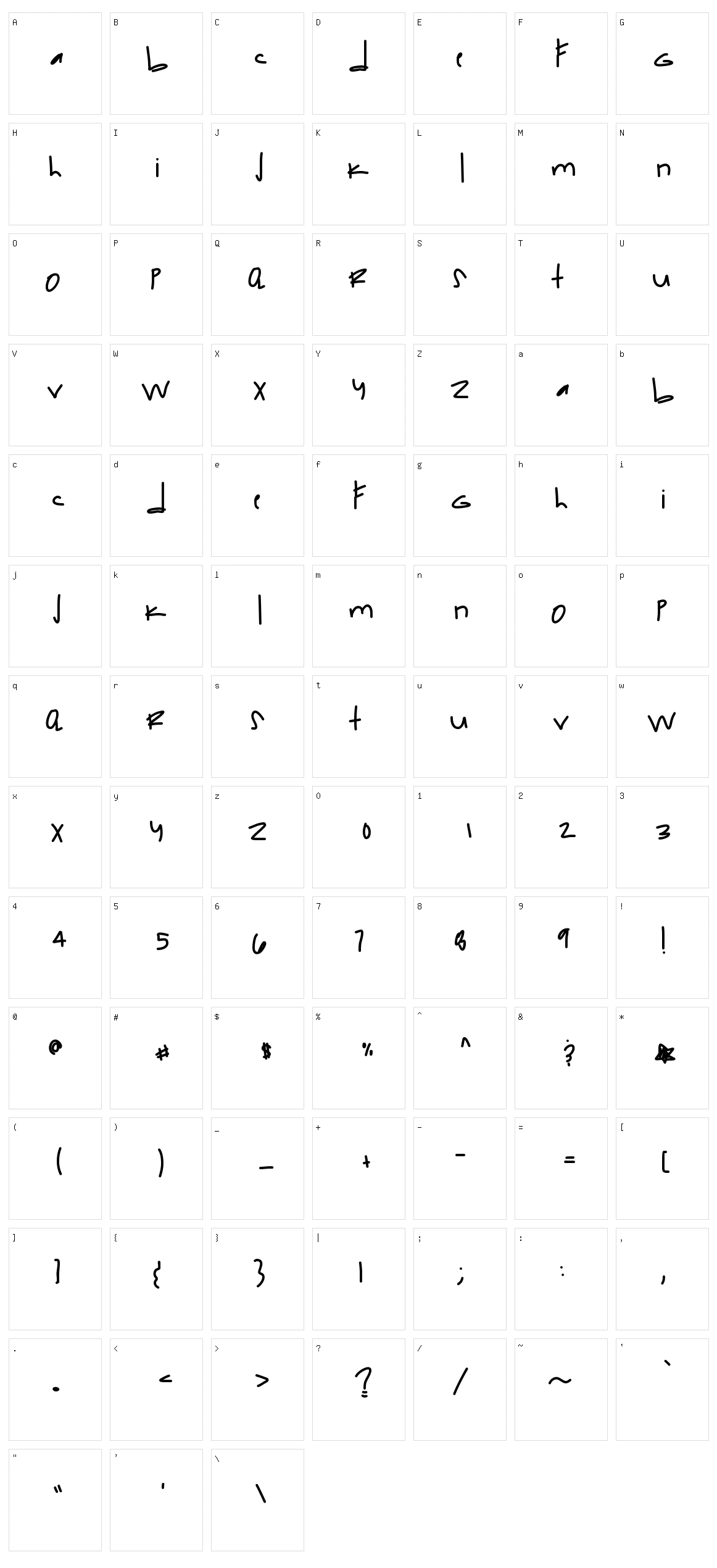The Hundred Club Character Set