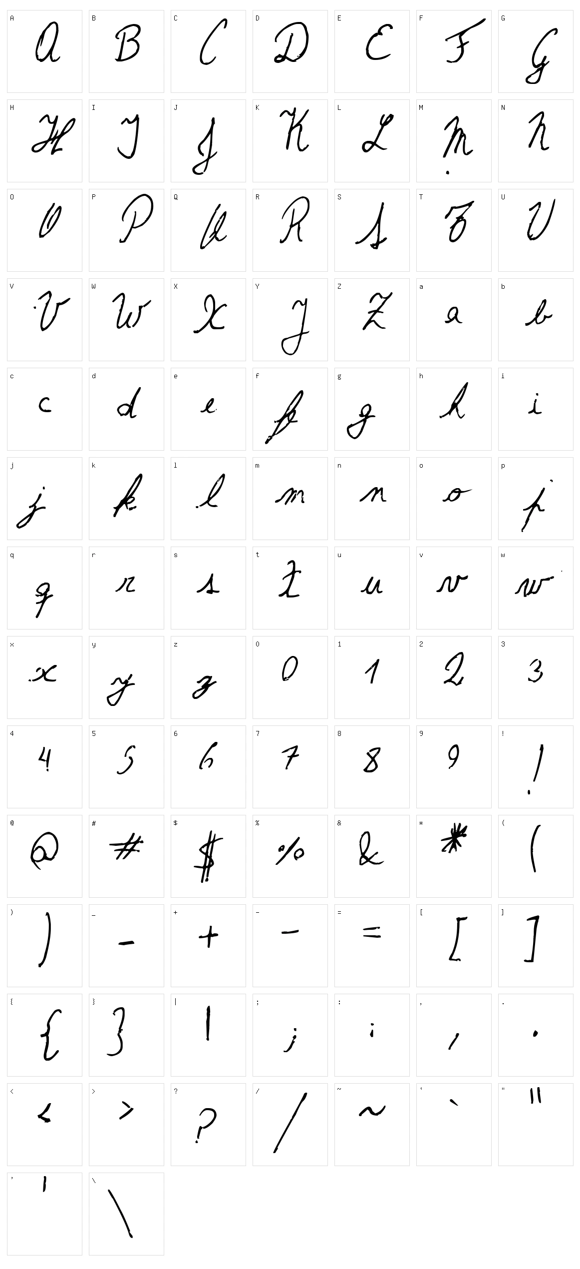 The Left-Handed Cursiva Character Set