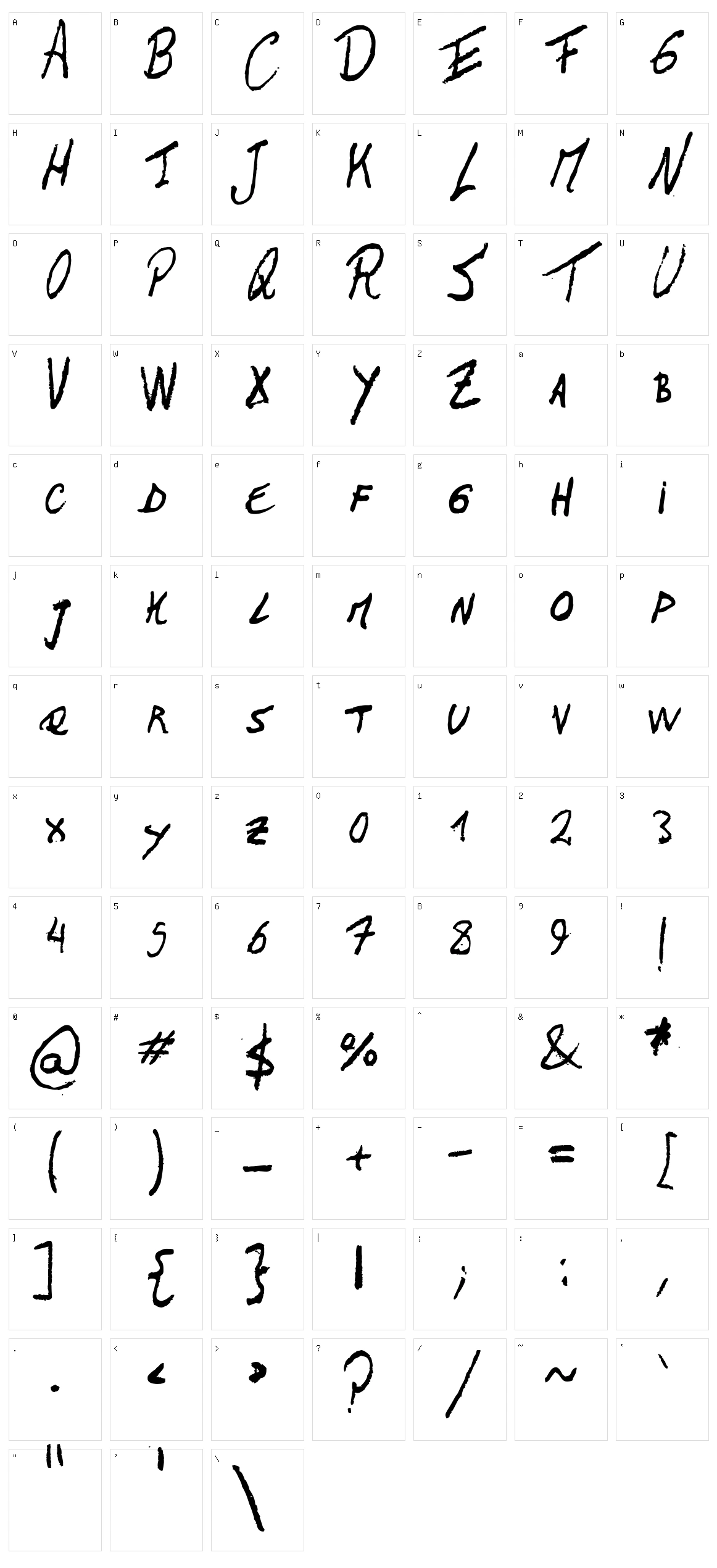 The Left-Handed Regular Character Set