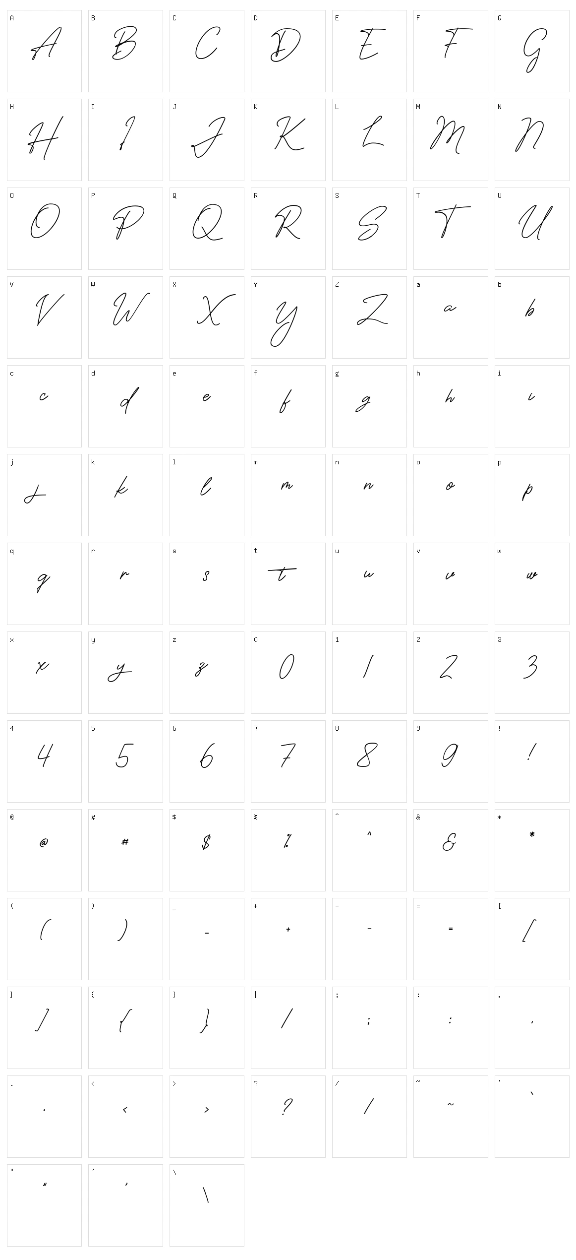 The Prestige Signature Character Set