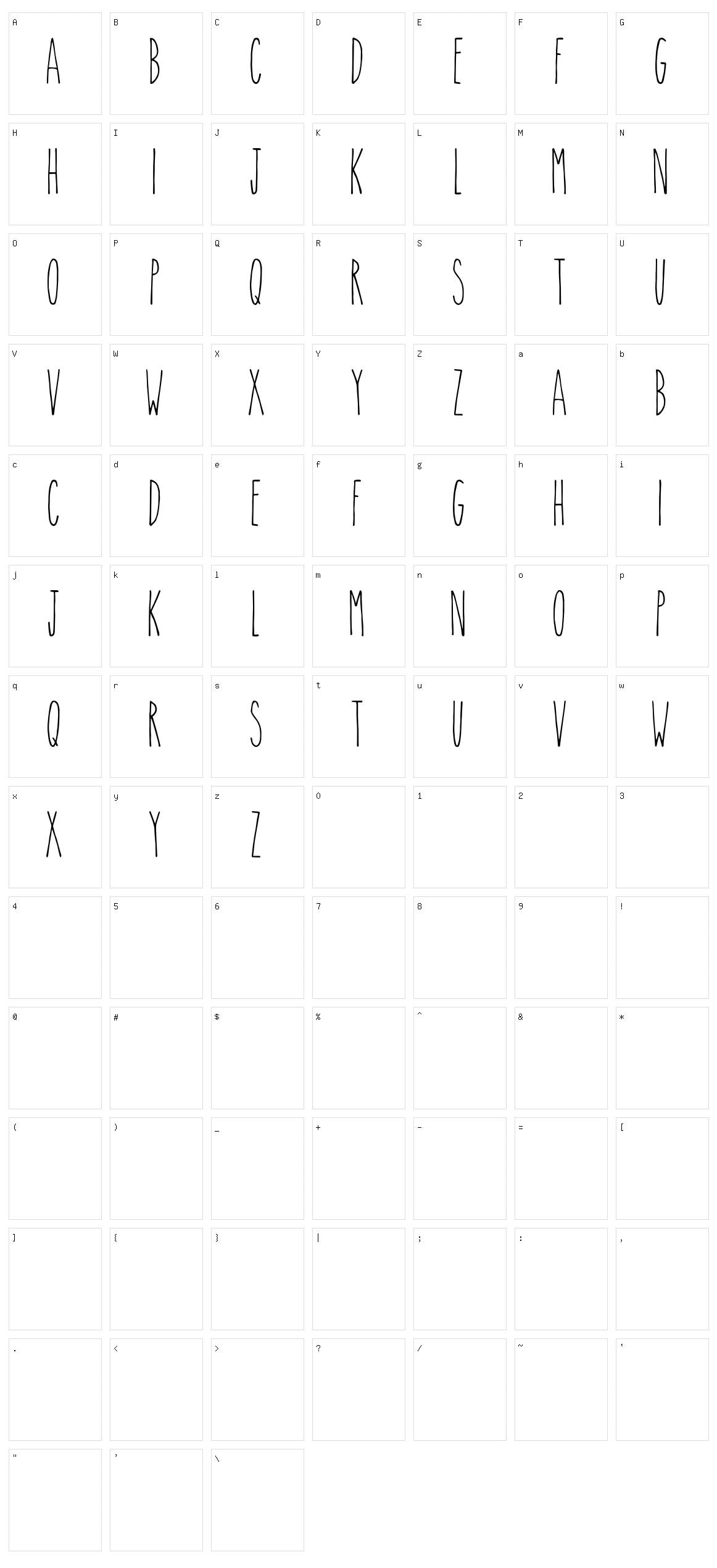 The Skinny Character Set