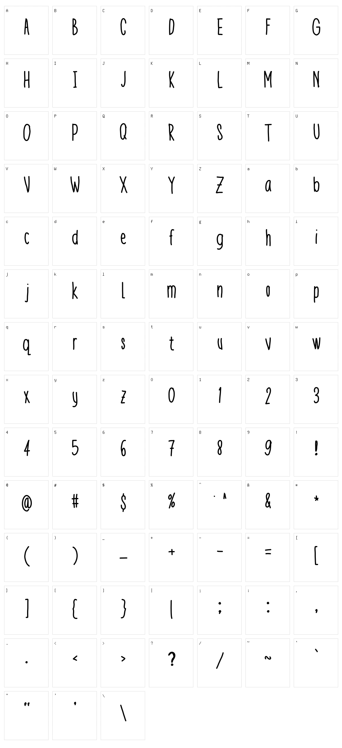 Theeny Character Set