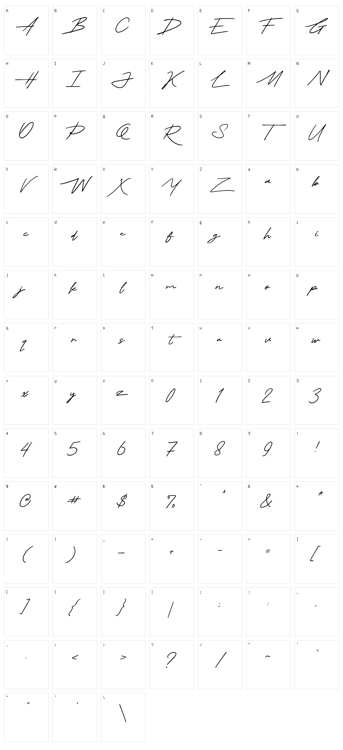 Thesignature Character Set