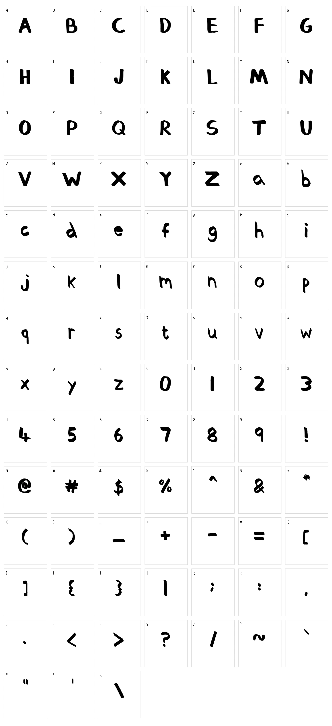 Thickedy Quick Character Set