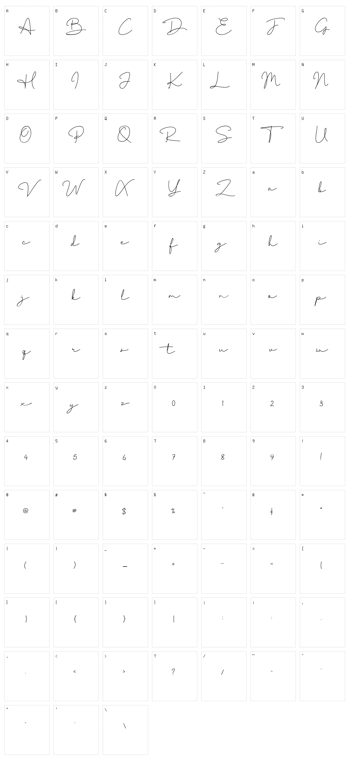 Thimberly Character Set