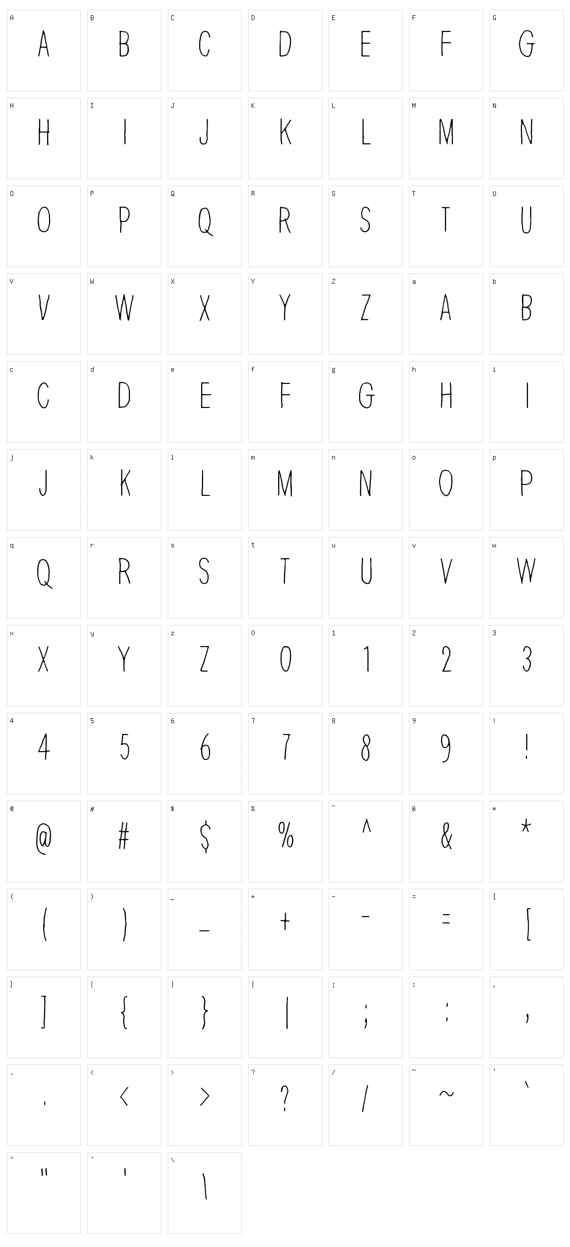 Thin king Character Set