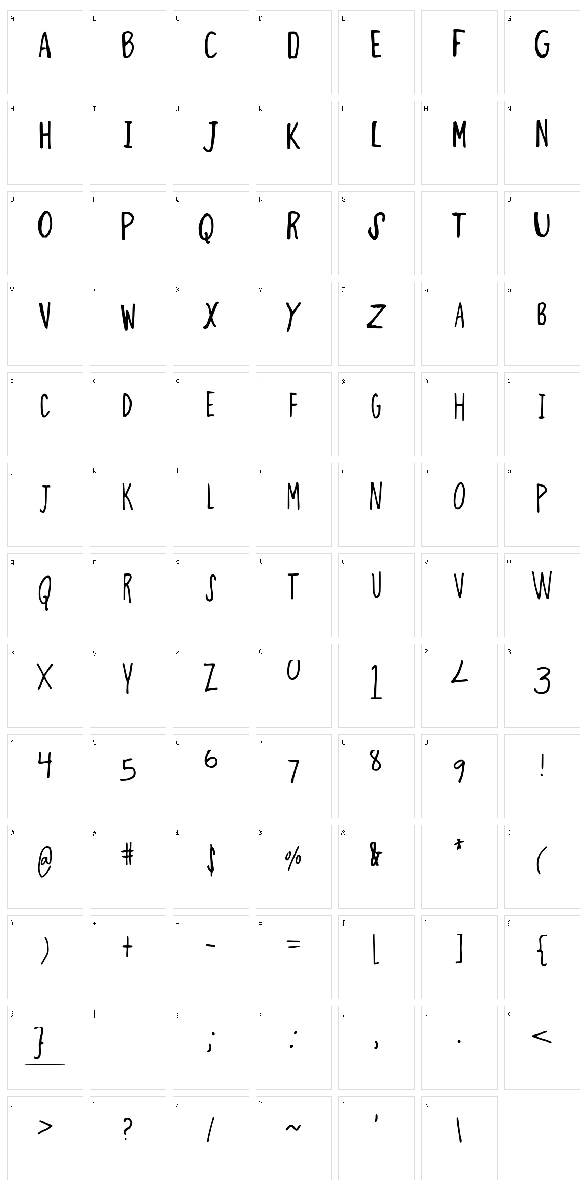 Thin Minty Character Set